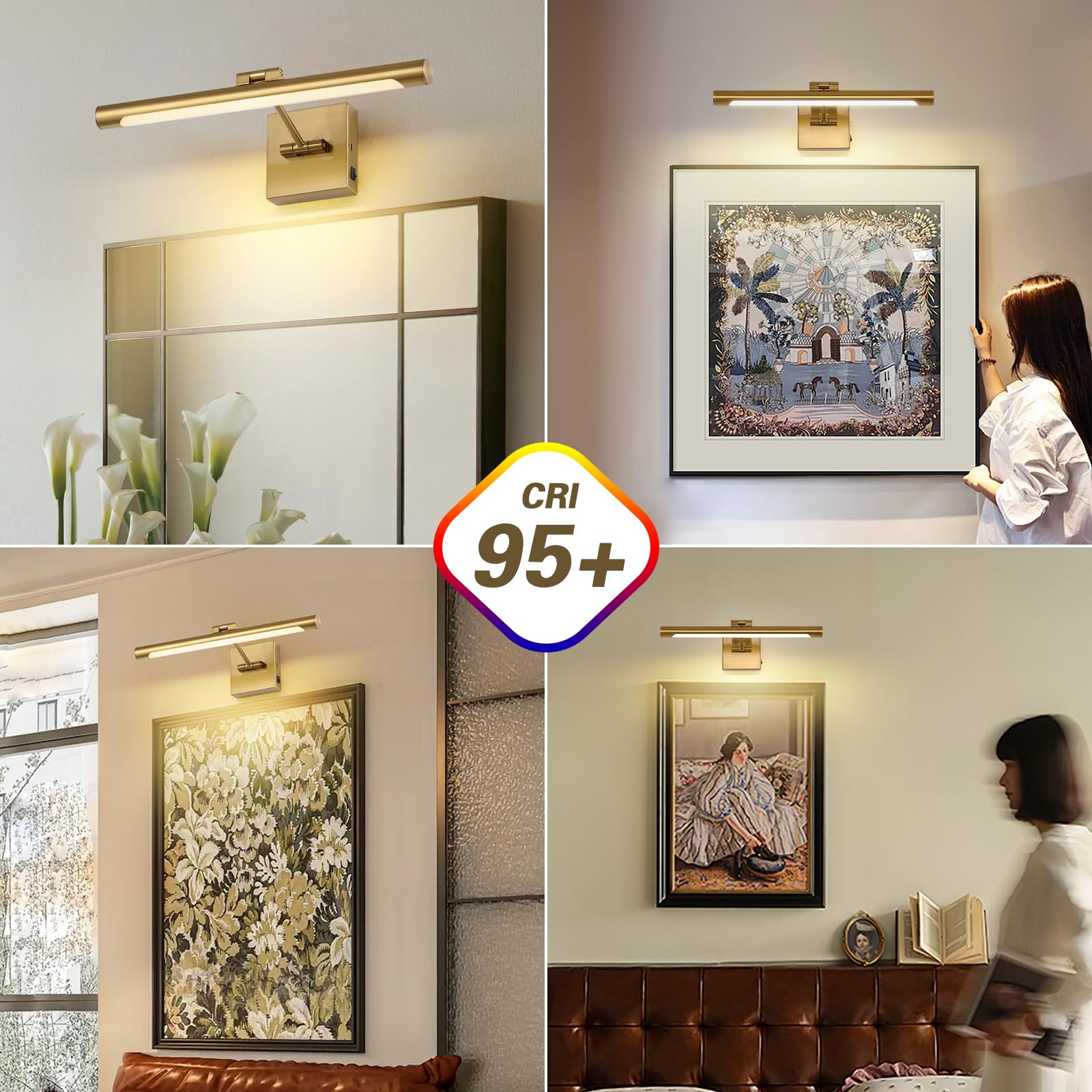 Joosenhouse Battery Operated Picture Lights For Wall Rechargeable Art Lighting For Paintings Wireless Gallery Lights With Remote