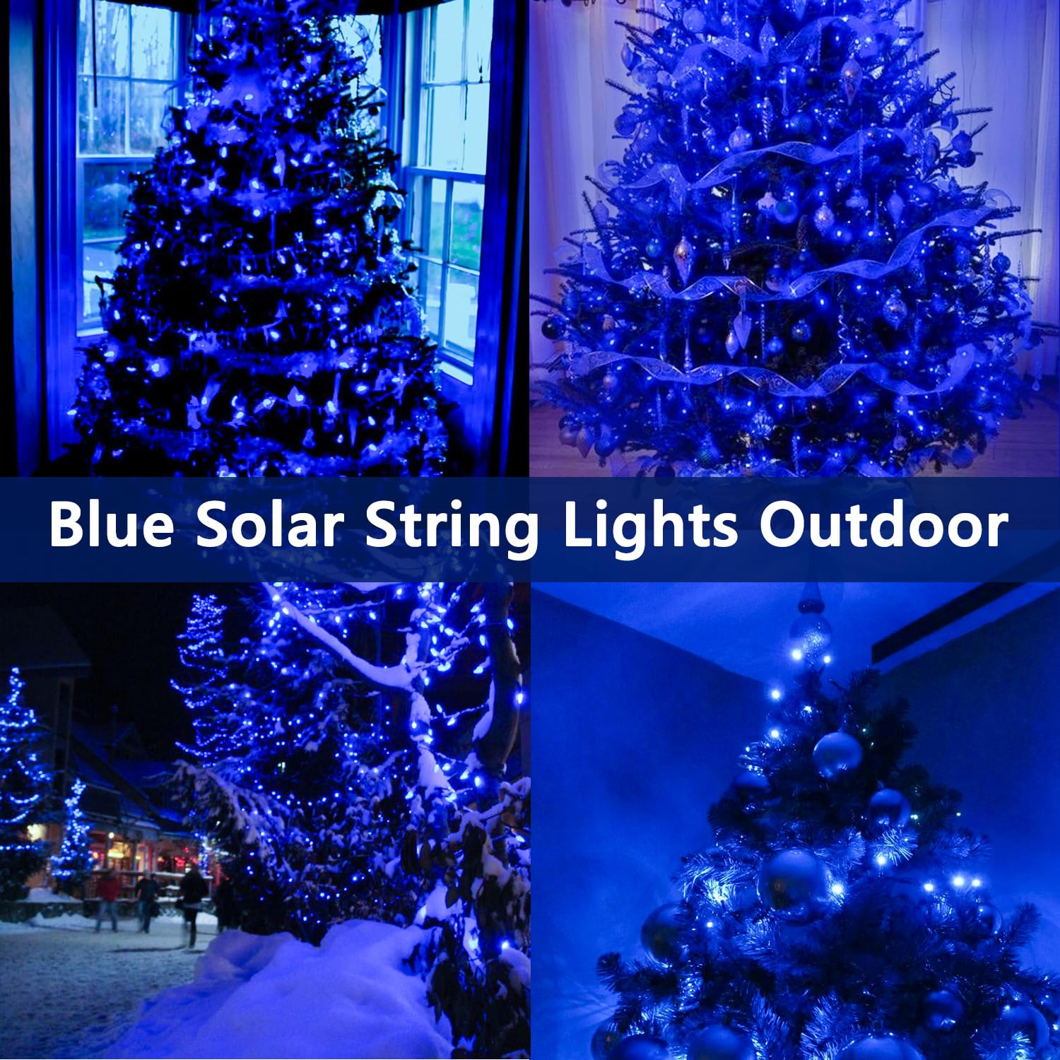 KAQ Solar String Lights 500LED 180FT 2 Pack, IP65 Waterproof, 8 Modes, Blue, Plastic