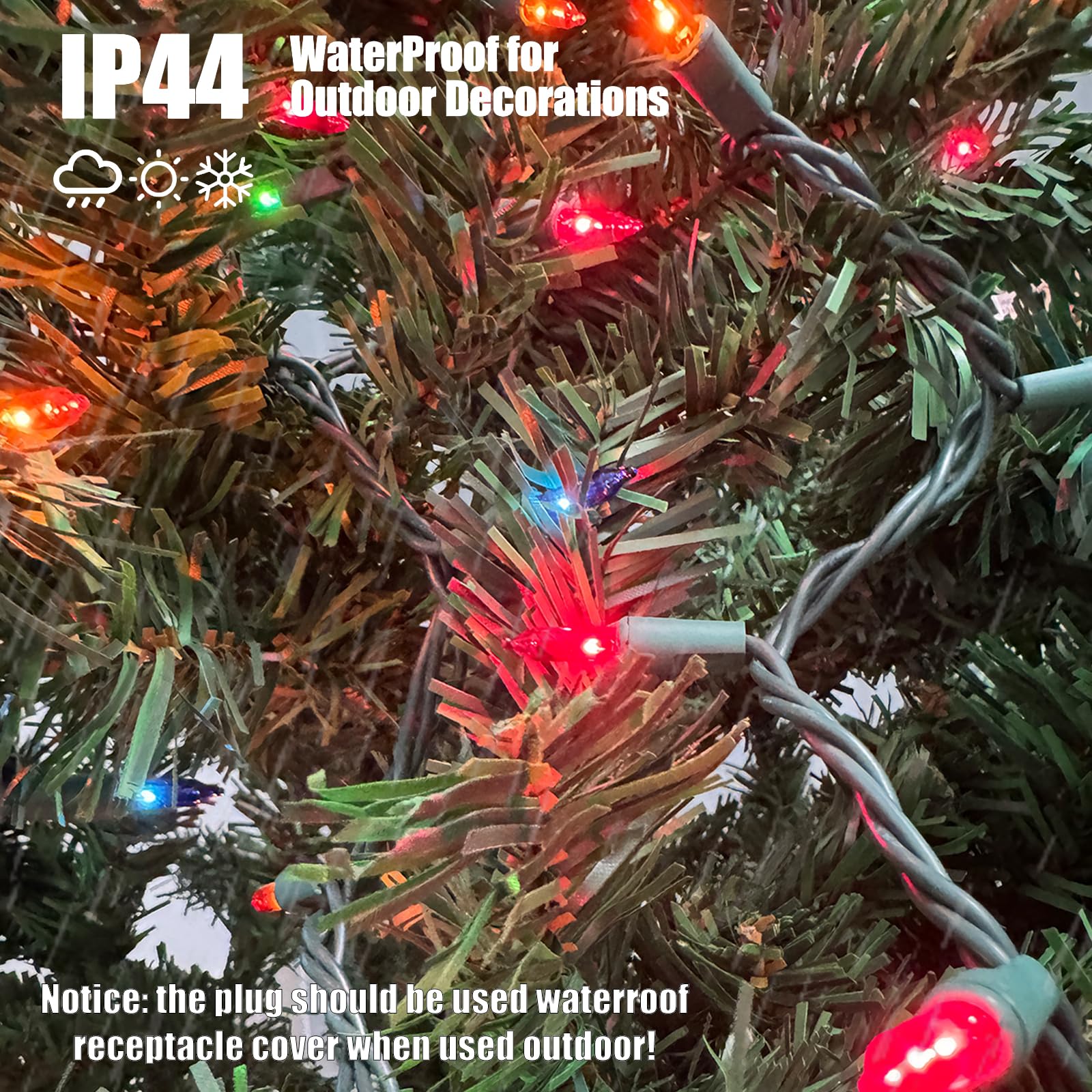 Hishiny Christmas Lights 100 Count Multicolor Christmas Tree String Lights With Green Wire For Outdoor Indoor Christmas Decorations Wedding Decorations Valentines Day Decor Ul Certified (21Feet)