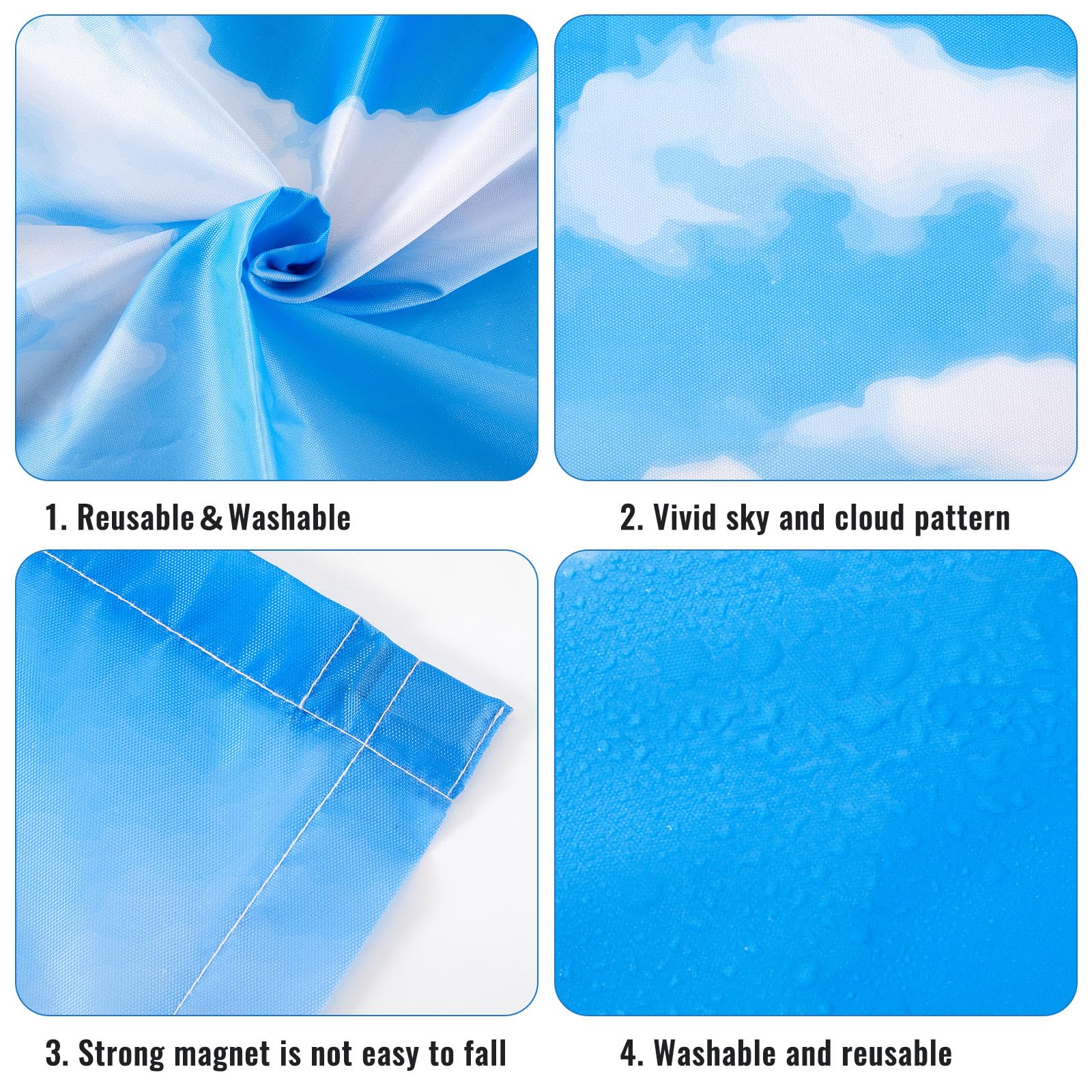 Hortsun Fluorescent Light Covers Magnetic Shade Panel 4 x 2 Feet Cloud Blue Sky Oxford Fabric