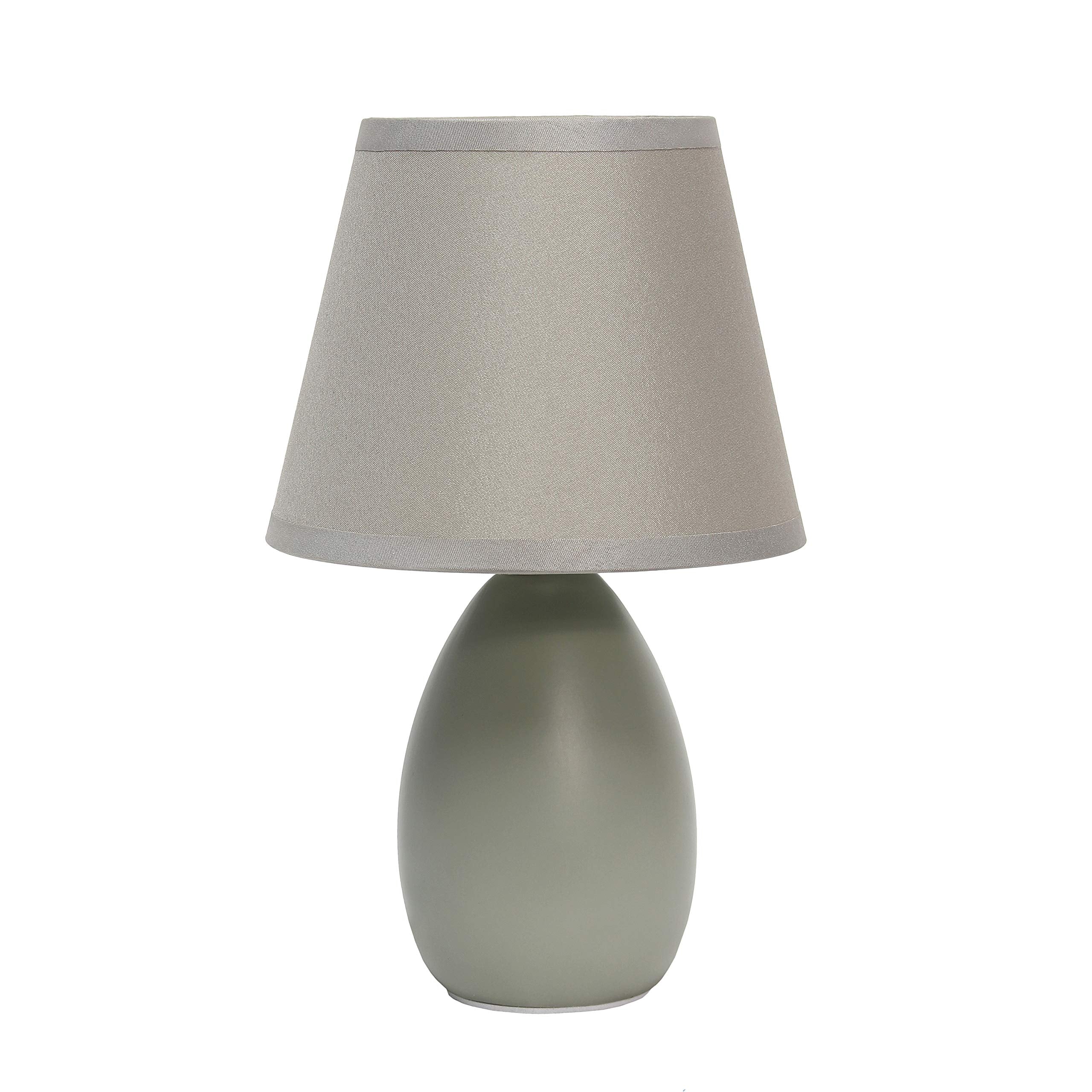 Simple Designs Lt2009-Gry Mini Egg Table Lamp, Gray Ceramic, No Bulb