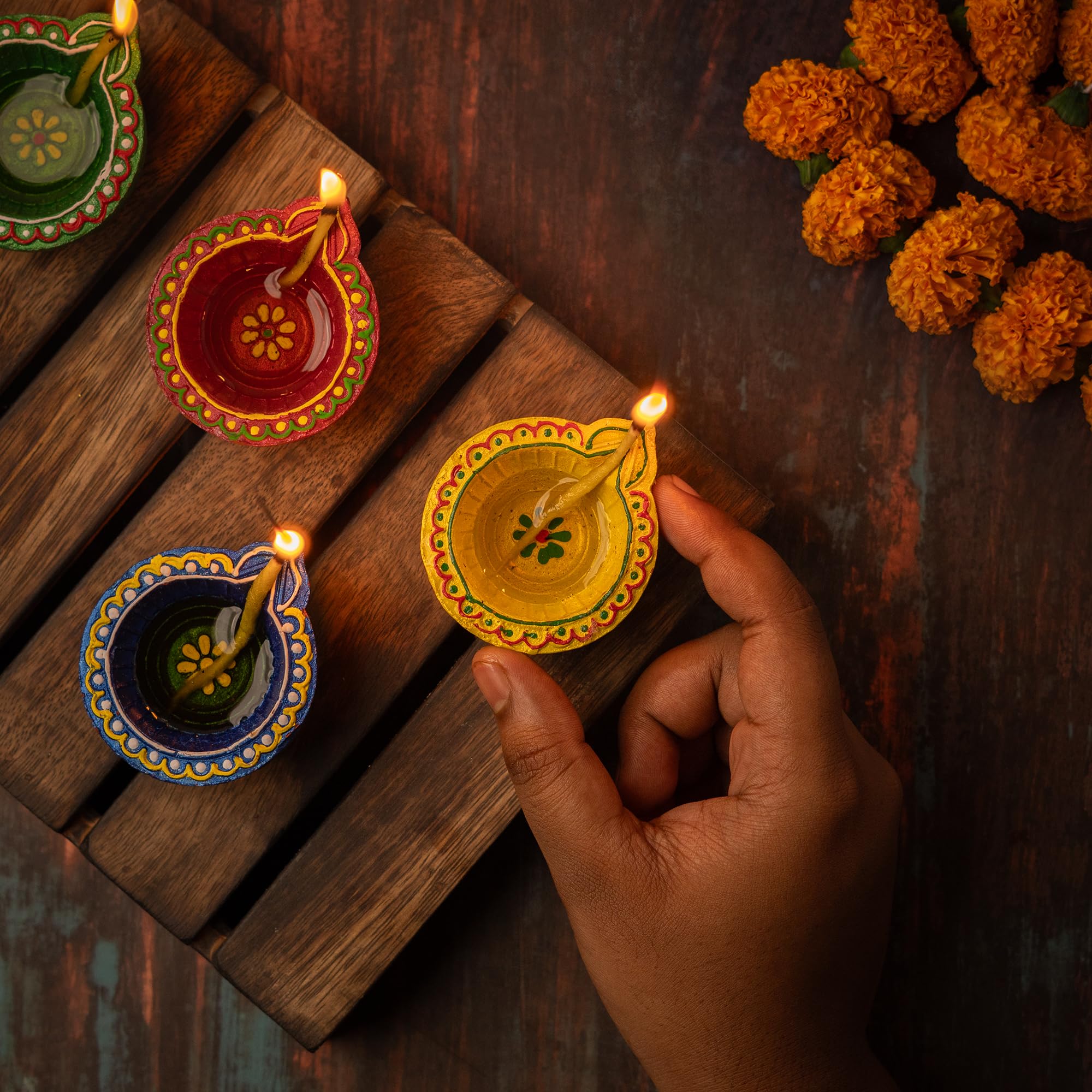 [Pack of 24] Premium Diyas for Diwali Decoration, Handmade Clay Diya with Wicks, Diwali Decorations for Home, Diwali Diya, Diwal