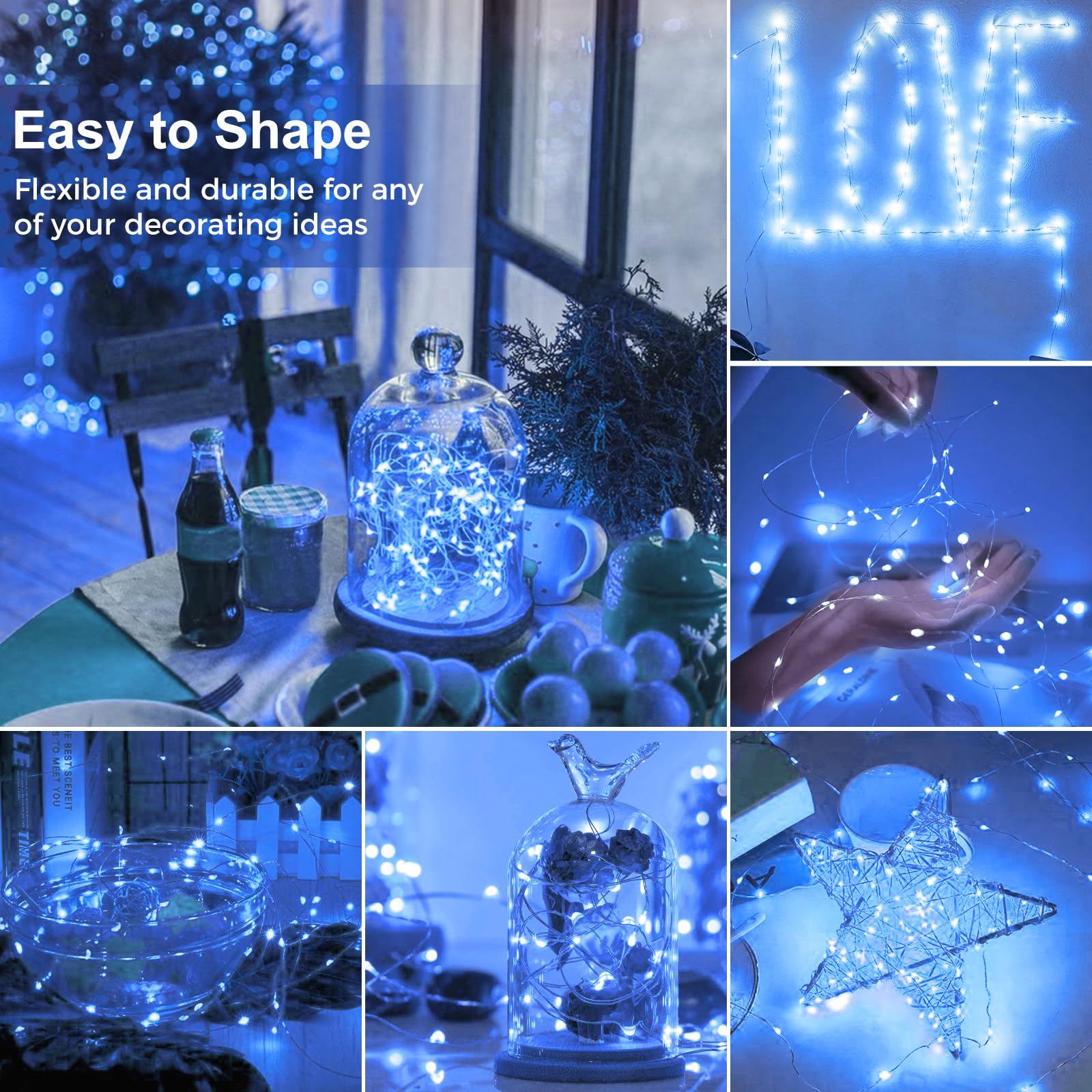 kolpop LED Fairy Lights, 12 Pack Battery Operated Twinkle String Lights, Waterproof for Christmas, Blue