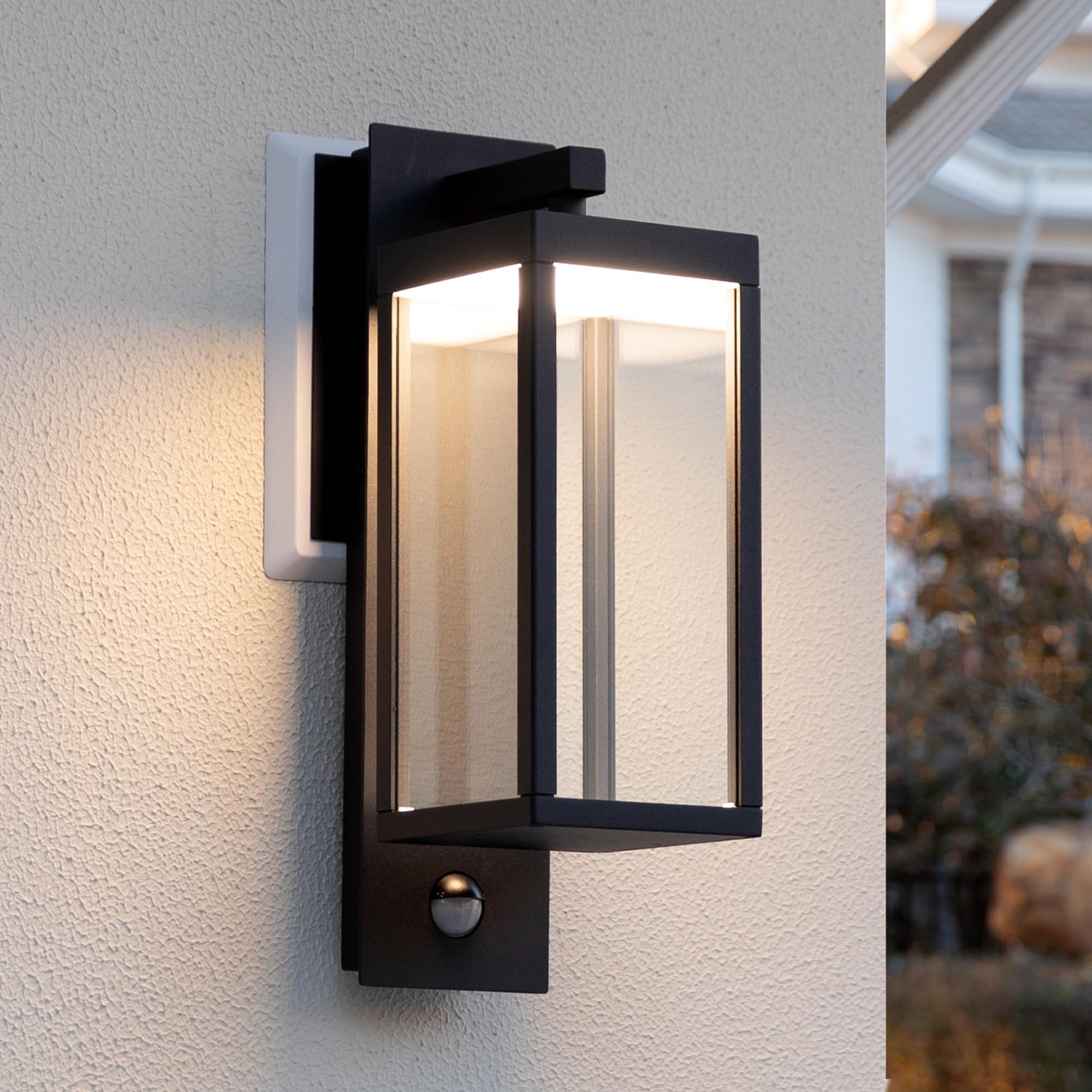 illumishin Motion Sensor Outdoor Wall Light LED Wall Sconce Black Mount Waterproof Exterior Light Fixture Aluminum Porch Lamps f