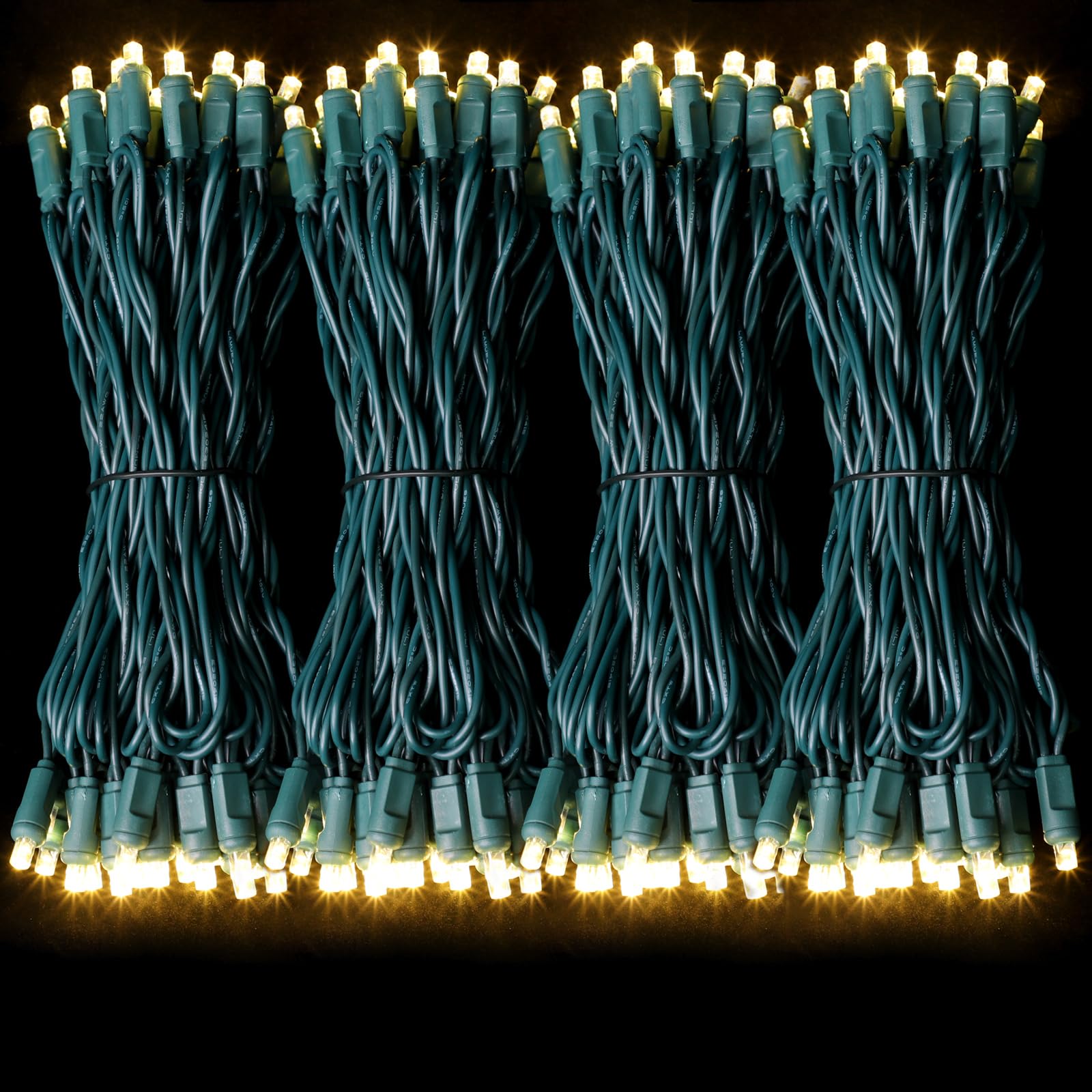 Lamphome 50Count String Lights, Led Christmas Lights, 6" Spacing,Green Wire,Warm White,Commercial Grade
