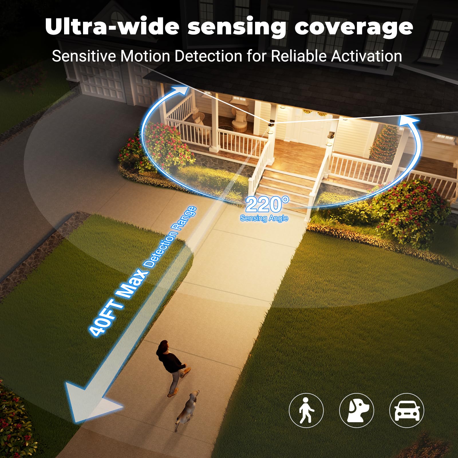 OPAXIS Motion Sensor Outdoor Light, 16.4" H, Black Aluminum, GFCI Outlet, Dusk to Dawn, Wall Mount for Garage Patio