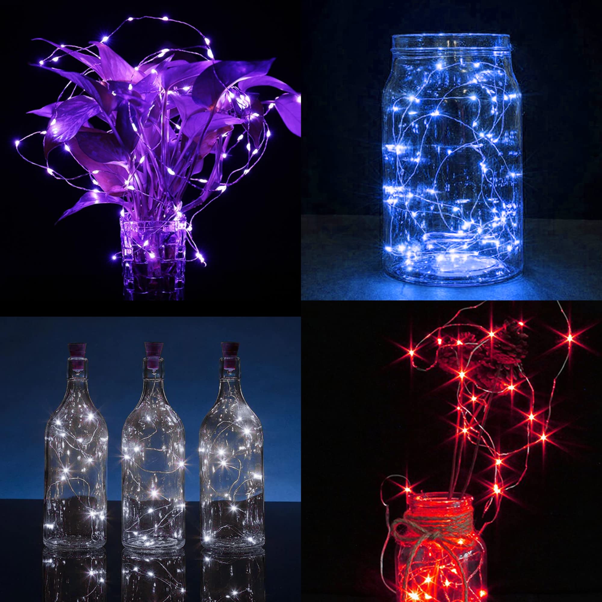 WATERGLIDE 12 Pack Battery Operated Fairy Lights, 6.5ft 20 LED Silver Wire, Waterproof, Multicolor for Wedding & Party Decor
