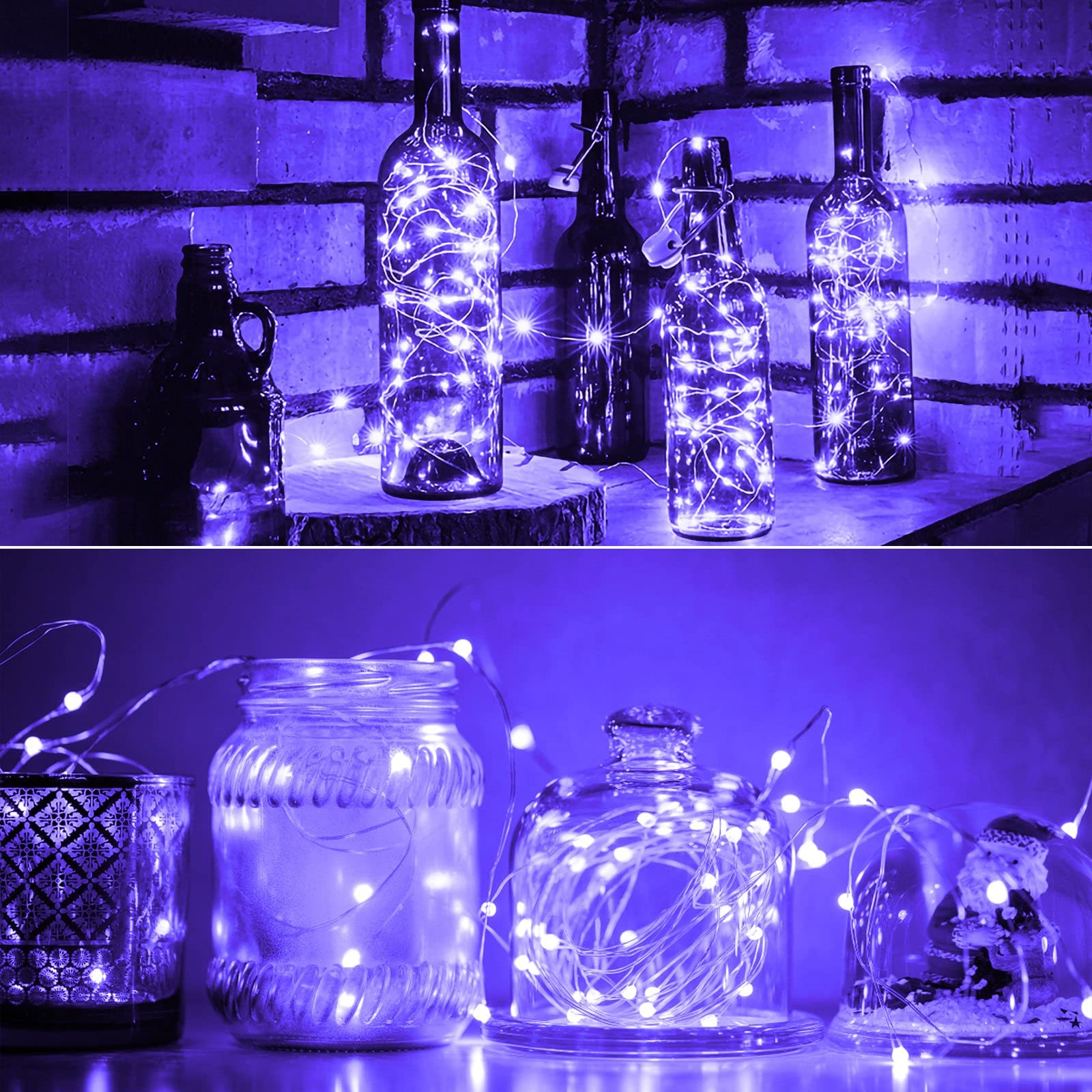Smacen LED Fairy Lights - Battery Operated UV Black Lights, 32.8FT Copper Wire String Lights for Glow Party and Halloween Décor