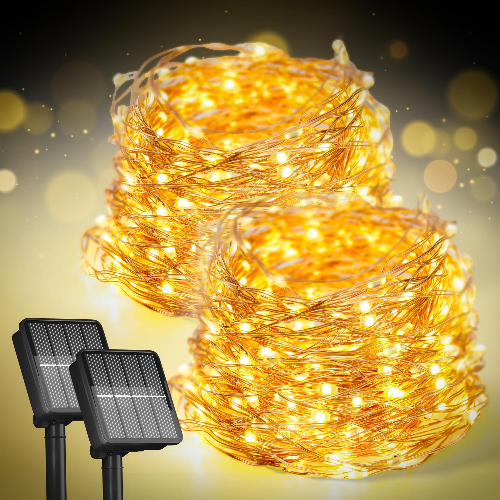 2-Pack Solar String Lights for Outside, 400 LED 144Ft Solar Fairy Lights for Outside Waterproof with 8 Modes, Solar Lights Outdo