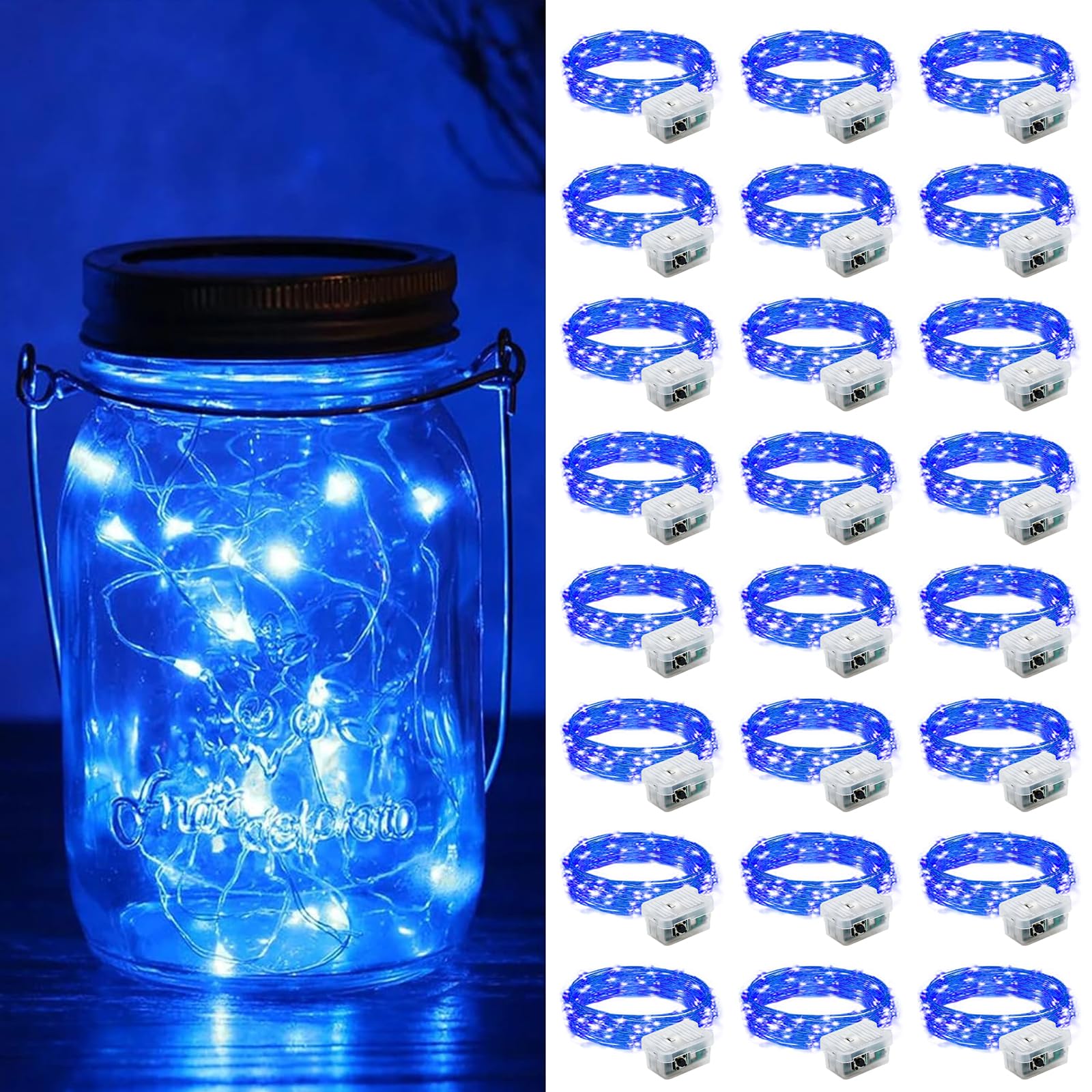 Fairy Lights Battery Operated, String Lights Battery Powered 7ft 20 Led Twinkle Lights (Blue, 24)