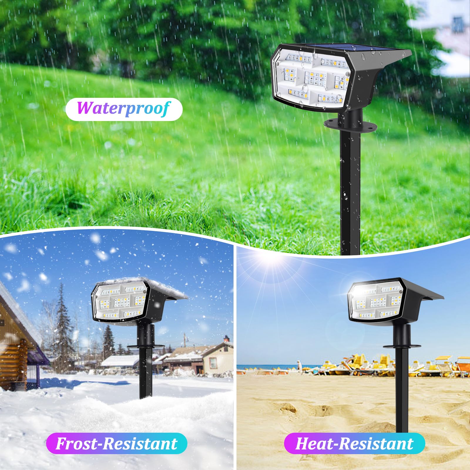 Sucolite 6-Pack Solar Spot Lights Outdoor, 59 Led Solar Lights Outdoor Waterproof, 9 Lighting Modes Outdoor Solar Lights For Yar