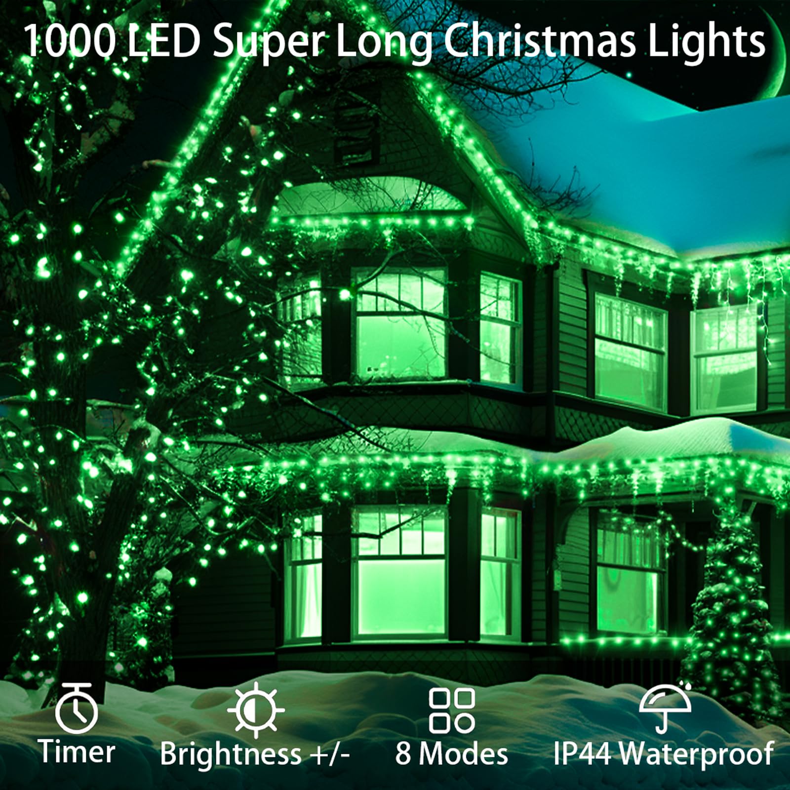 Jxledayy 1000 Led Christmas Lights 403 Ft Green Waterproof Fairy Lights For Outdoor Decor