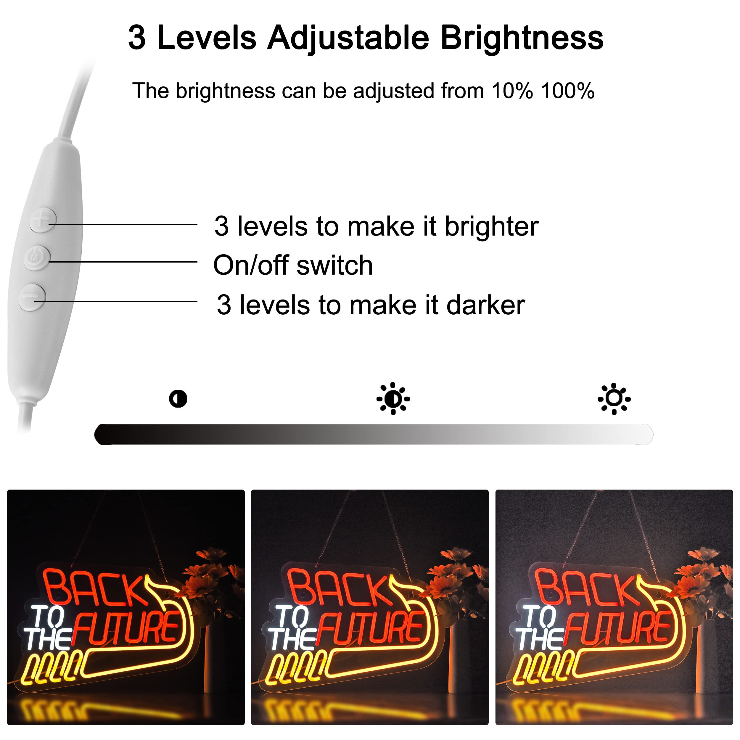 Back To The Future Neon Sign For Wall Decor Neon Signs With Dimmable Switch Led Neon Signs Bedroom Beer Bar Neon Light Sign Hotel Party Club Office Art Lights(17X12Inch)