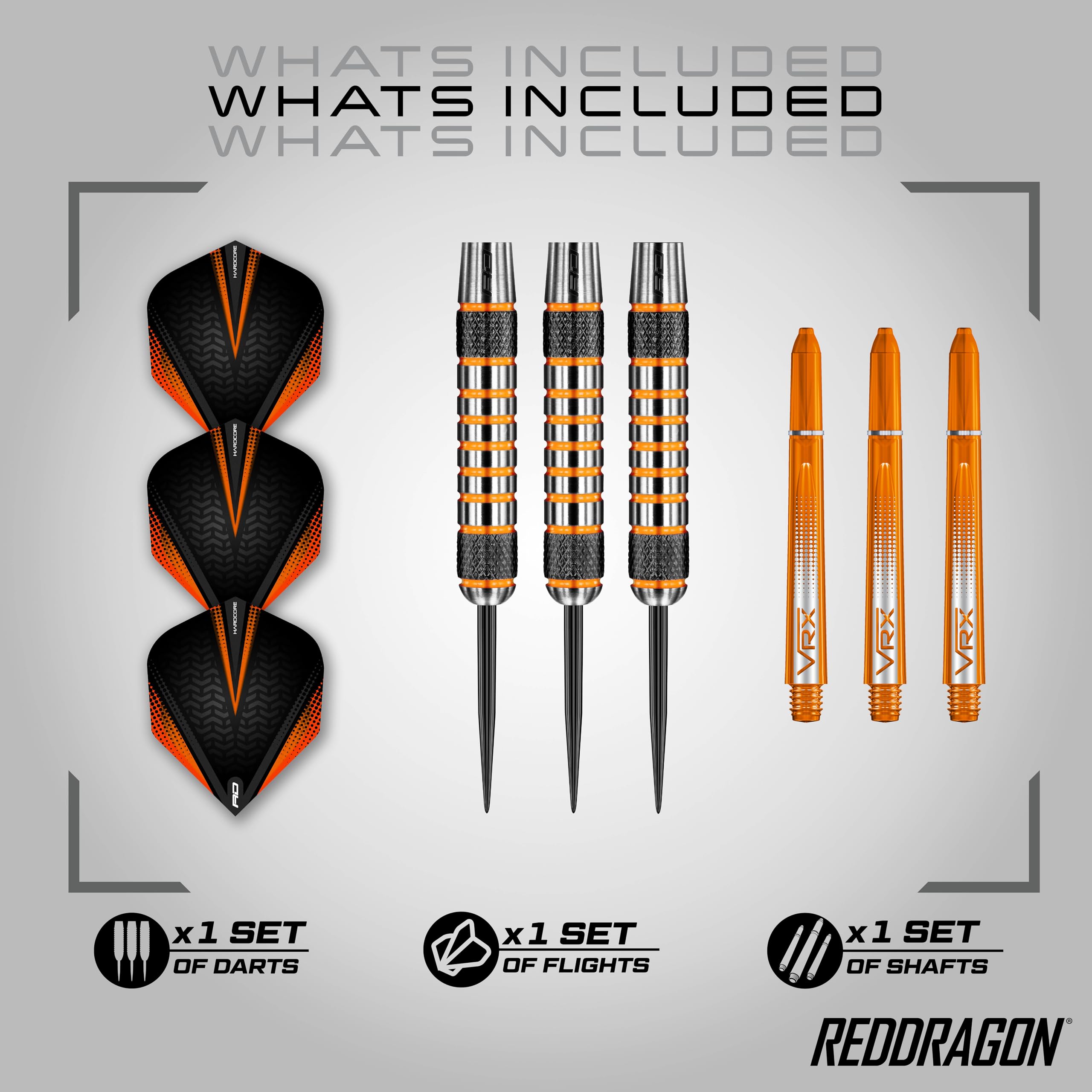 Red Dragon Amberjack 7: 26G Tungsten Darts Set With Flights And Shafts (Stems)