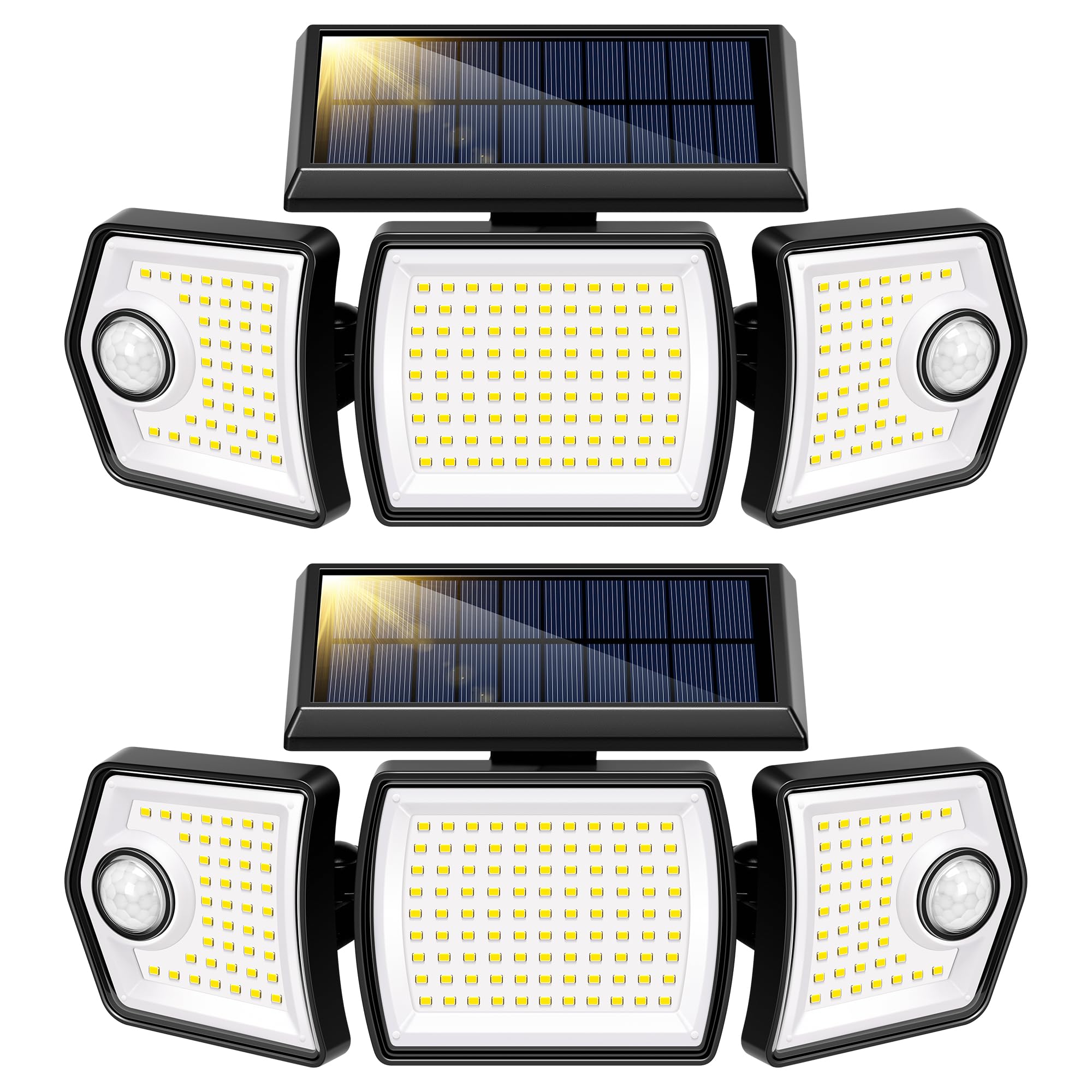 VIVOHOME Linkable Solar Lights Outdoor Waterproof, Dual Roating Motion Sensor Flood Lights, Solar Powered LED Security Light, 25