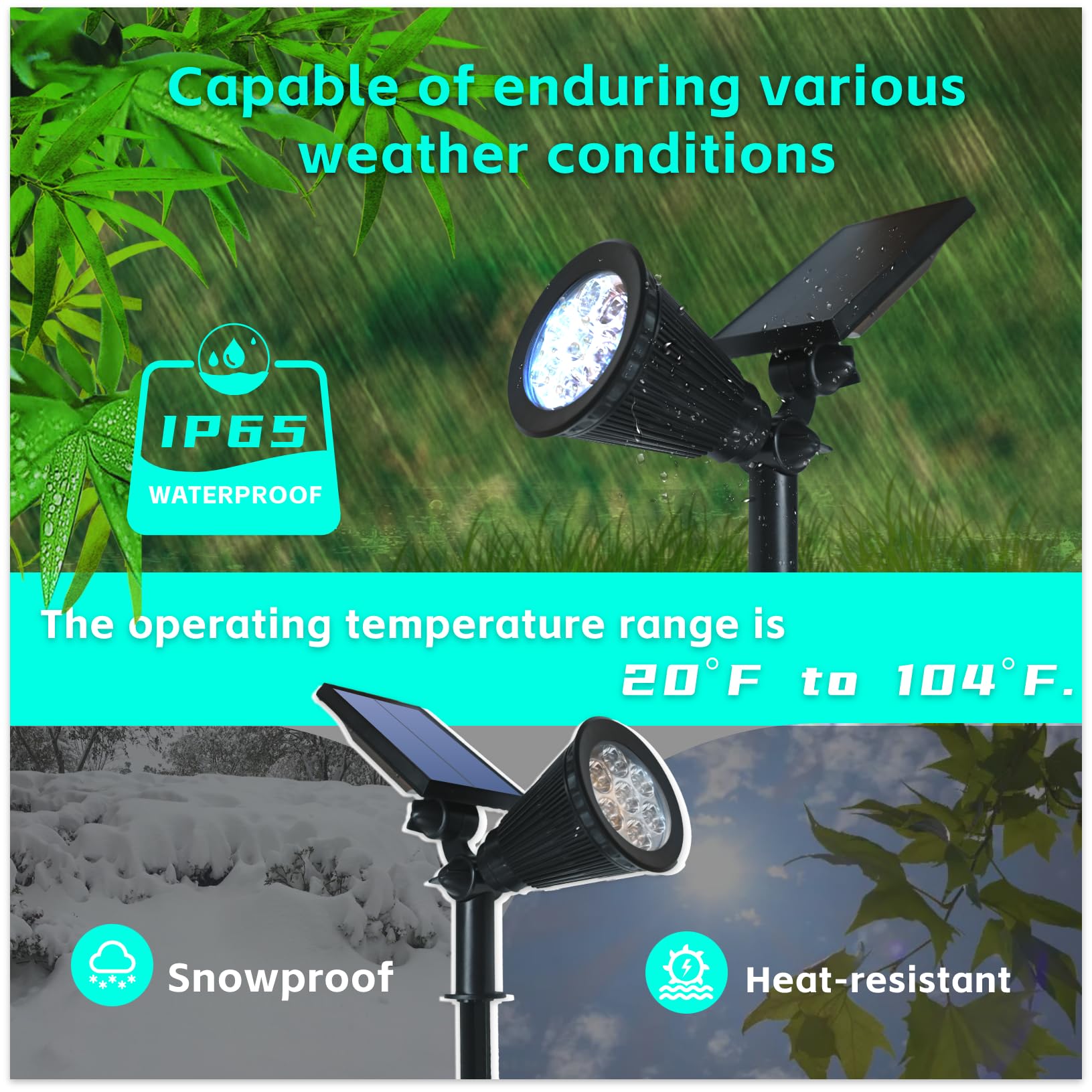 Sunklly Solar Spot Lights - Color Changing, 8 Modes, 2-in-1, Waterproof, 4 Pack, Multicolor, High-impact ABS Plastic