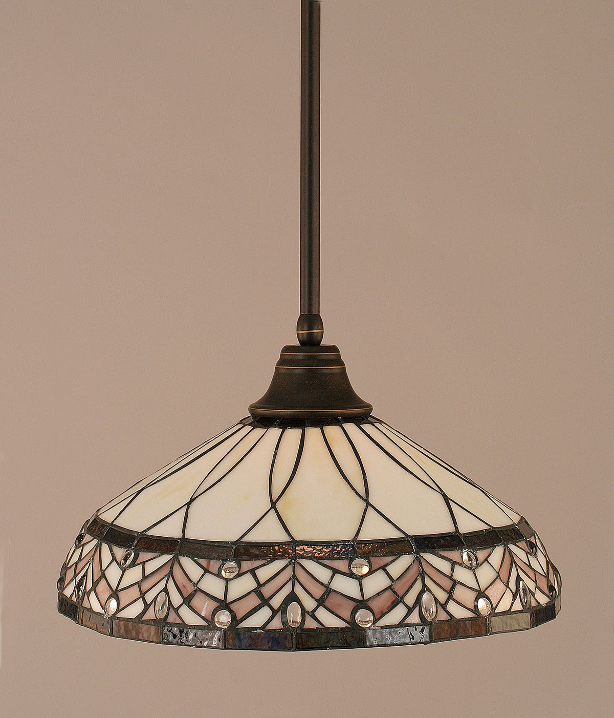 1 Light Any Stem Pendant Finish: Dark Granite, Size: 16&quot;, Shade Color: Royal Merlot Tiffany Glass