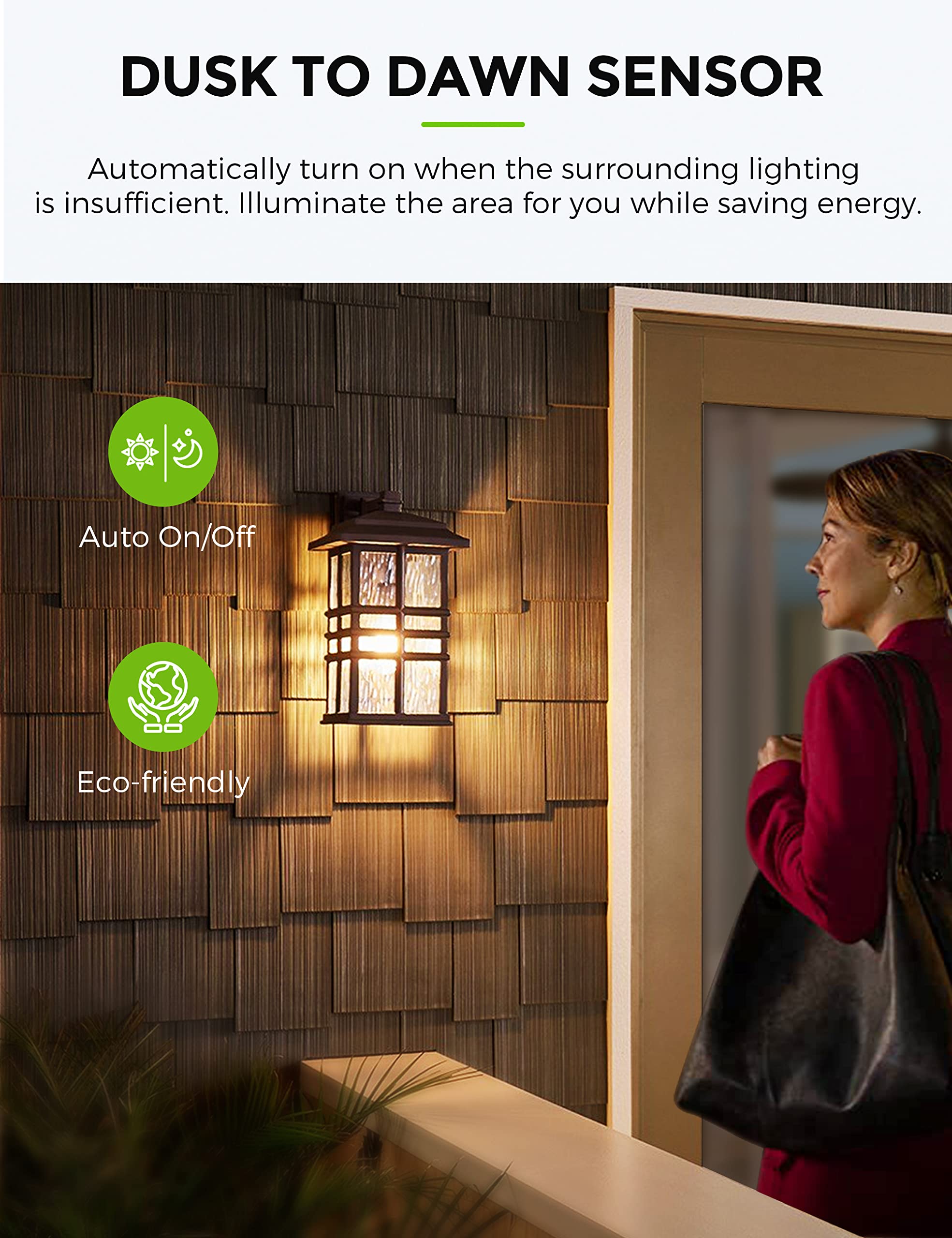 L LOHAS LED Dusk to Dawn Sensor Light Bulbs, 40W Equivalent, Warm White 2700K, A19 6W, E26, 500LM, 4 Count