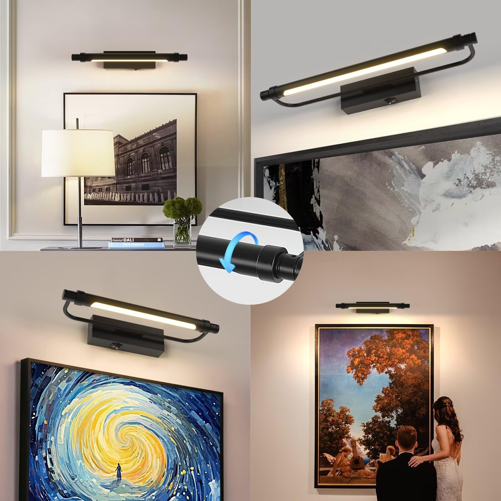 ZitoStory Battery Operated Picture Light with Remote, Wireless Dimmable, 12 Inch, Black, Model 7211-30cm