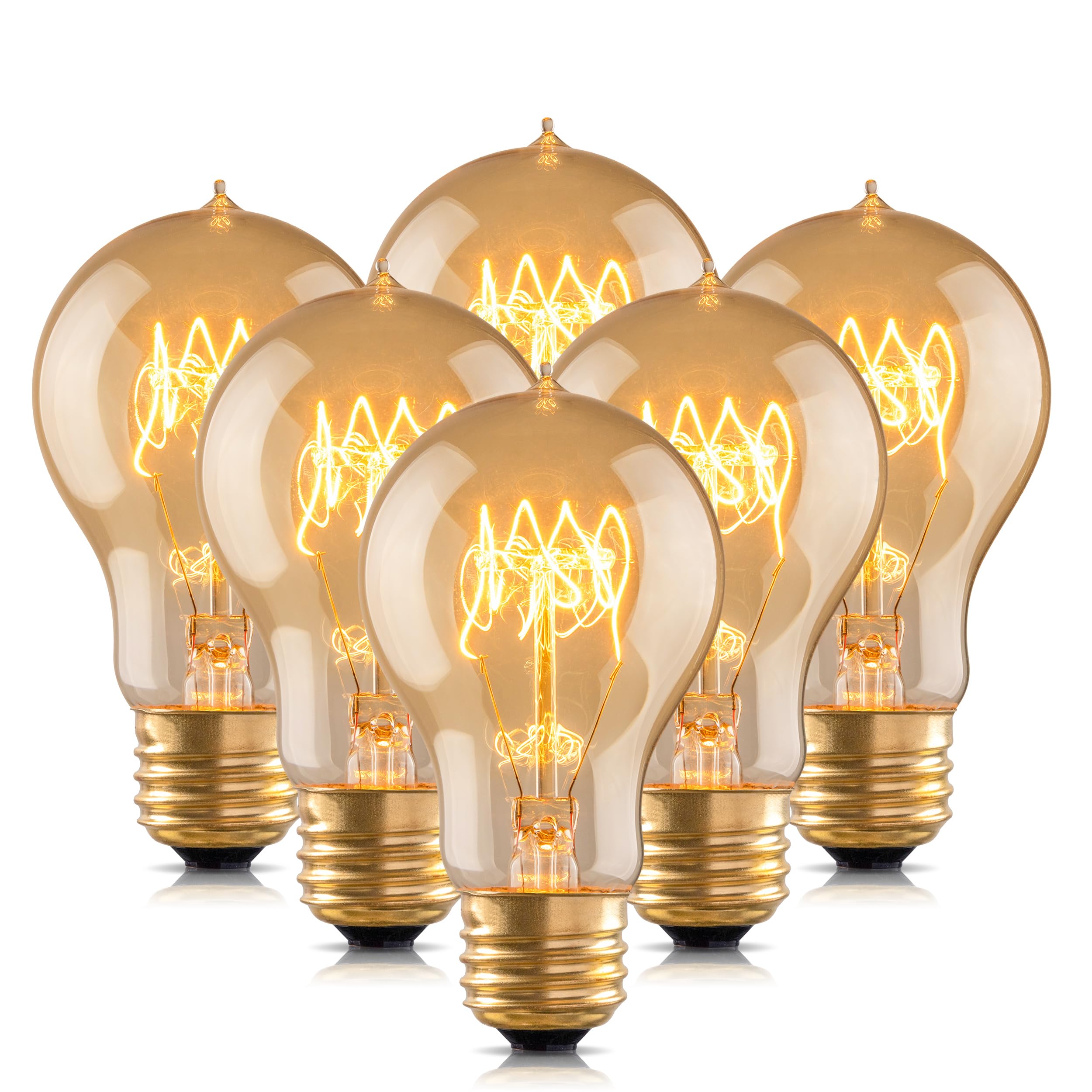 Runquiz Warm Incandescent Light Bulbs 60 Watt,A19/A60 Vintage Style Edison Bulbs E26,Soft Yellow Light Bulbs,Amber Bulbs,Retro L