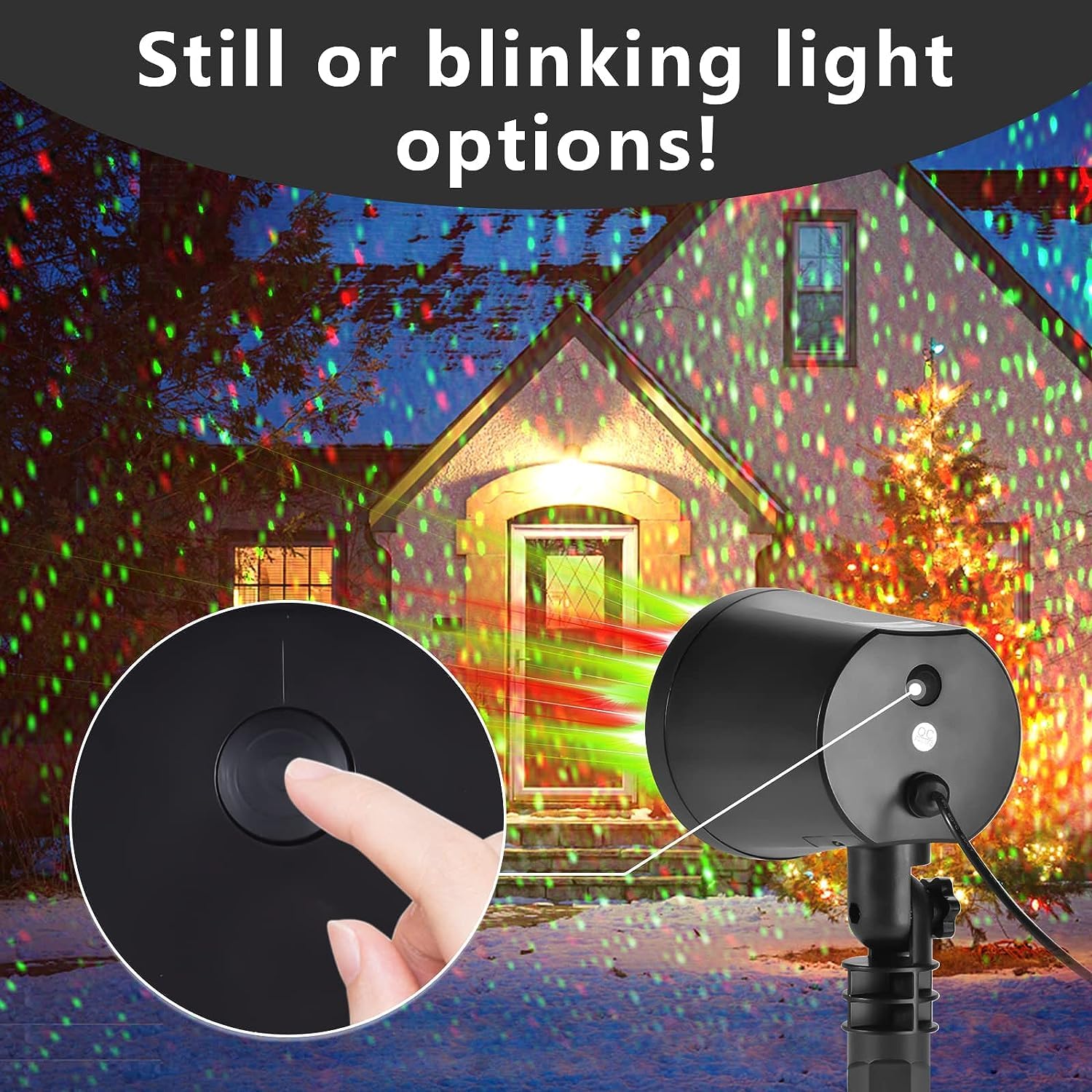 COOWOO Christmas Laser Light Projector, 2 Pack, Waterproof Red and Green Laser Lights, Model PN-RG130