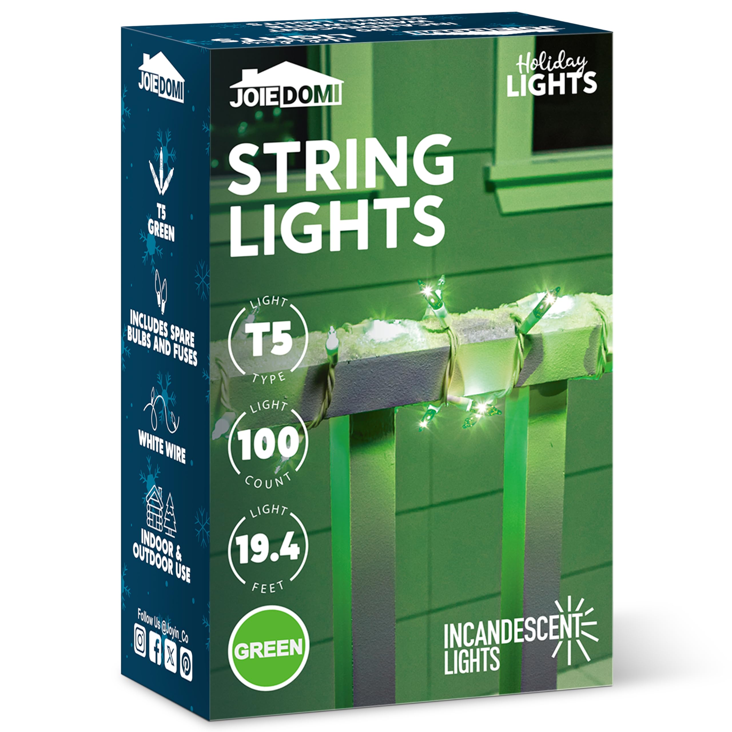 Joiedomi Christmas String Lights Indoor 100 Count Mini Green Light 21.4 Ft Lighting Decor For Patio Dorm Classroom Bedroom Holiday Wedding Party Garland Birthday Festival White Wire