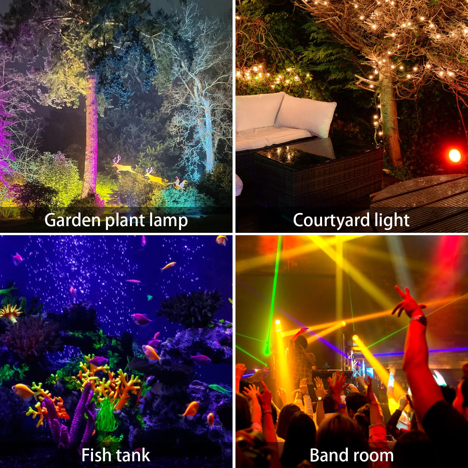 AVEKI Solar Pond Spotlights, RGB Color Changing, 12 LED, Dual Head, Waterproof, Model A-2HCS