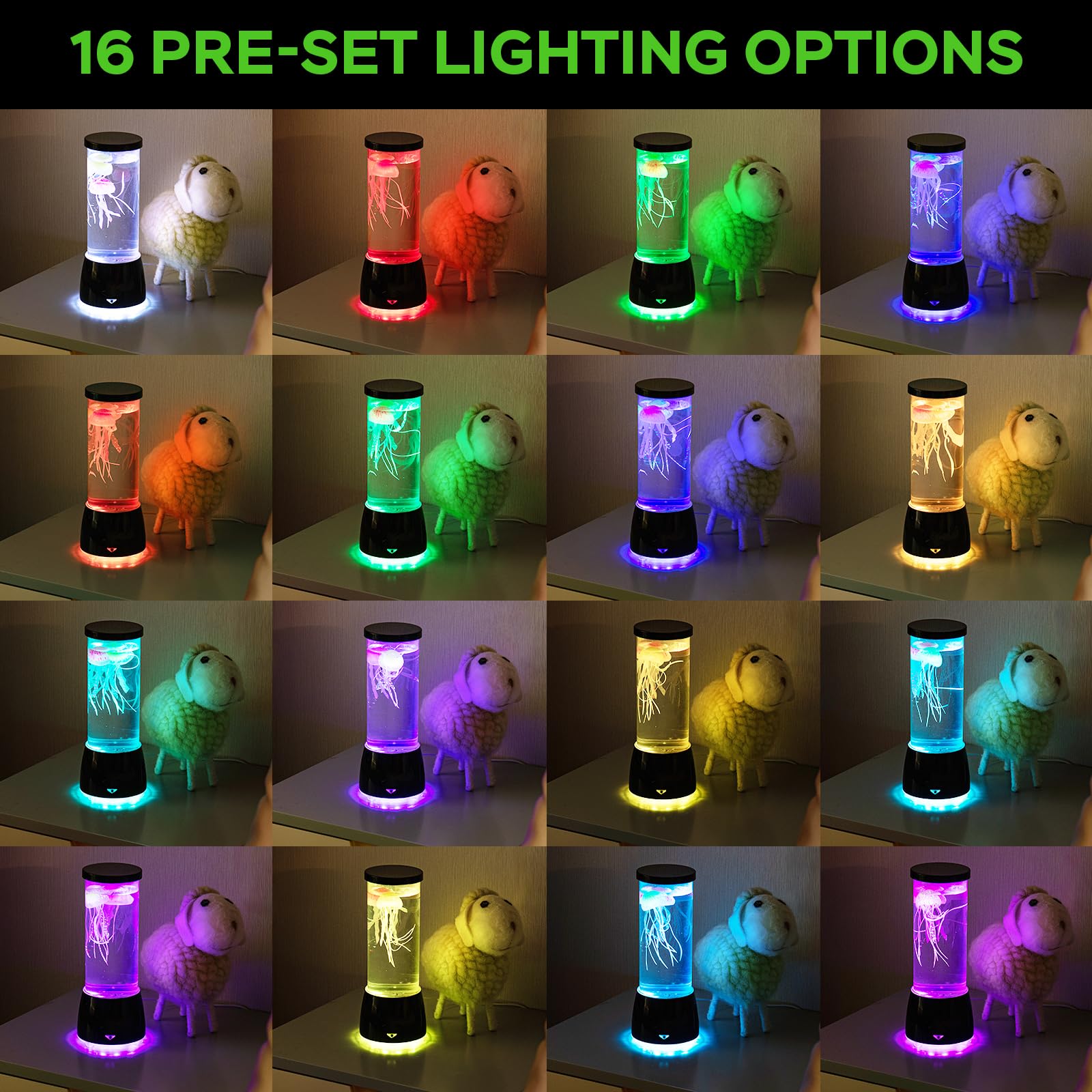 Jsot Jellyfish Lamp - Jelly Fish Mood Lamp 16 Colorful Changing With 4 Light Modes For Christmas, Jellyfish Nights Light With Re