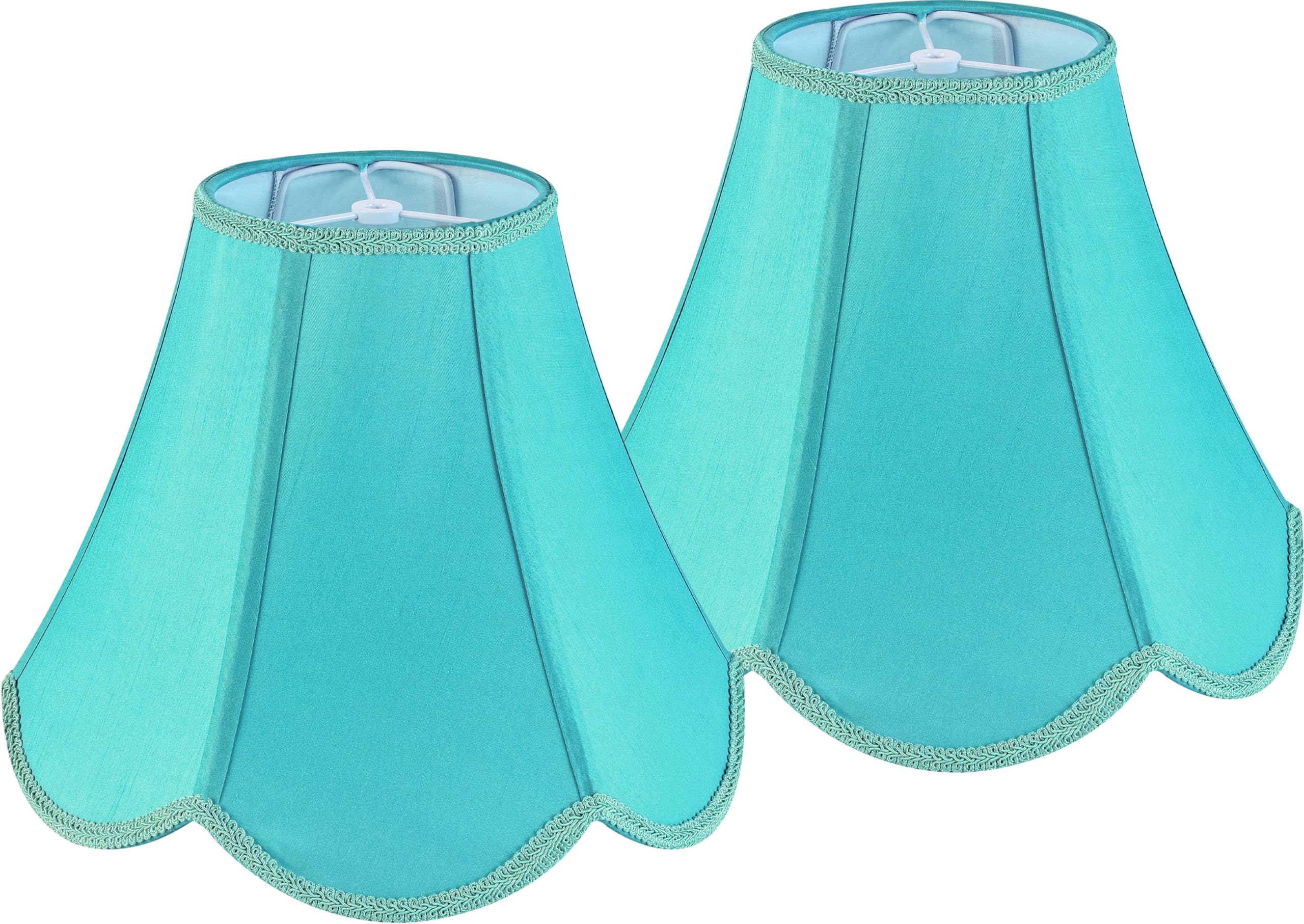 GO&SO Bell Lamp Shades Set of 2 Teal Lamp Shade -6x13x10.6'' (Spider) Barrel Lamp Shades for Table Lamps,Floor Lamp,Fabric Repla