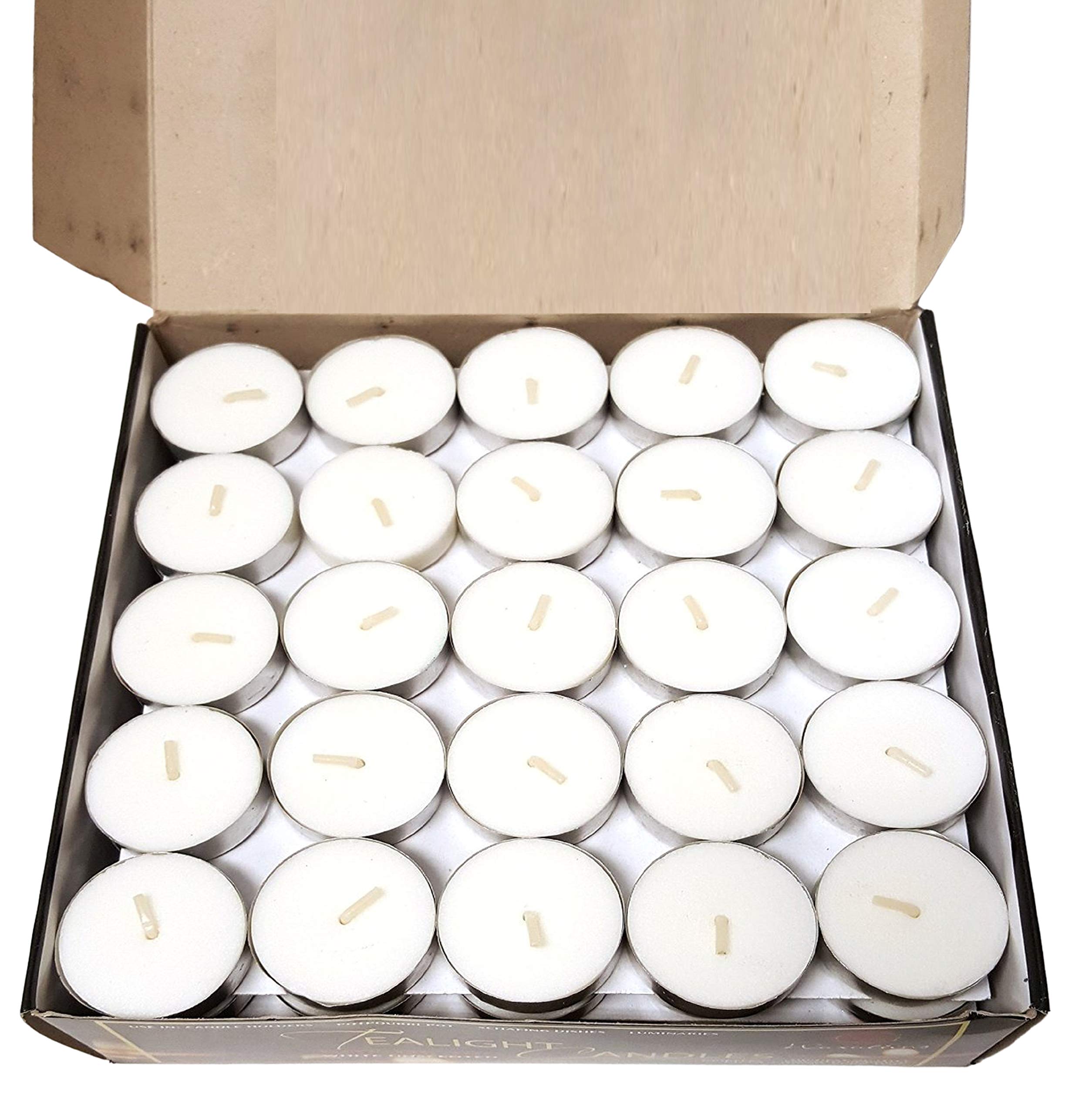 Pure Source India Wax Tea Light Candle (White, Set of 100) Smokeless Candles ., Unscented
