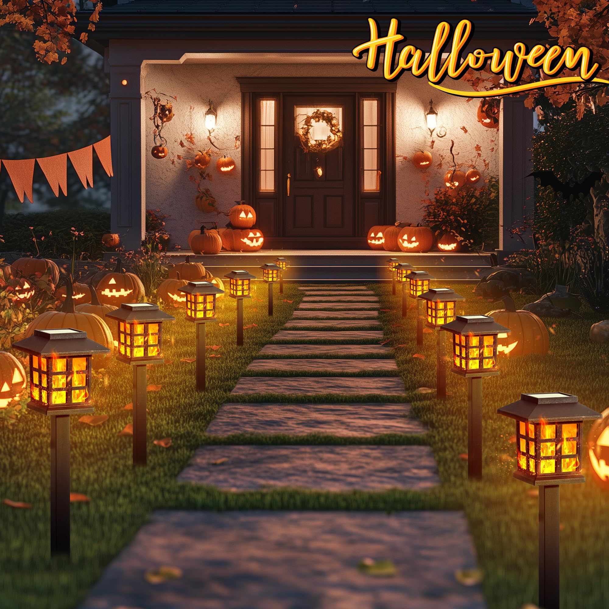 Gigalumi Solar Lights For Outside,16 Pack Flickering Flame Led Solar Outdoor Lights, Waterproof Solar Garden Lights Maintain 10 Hours Of Lighting For Christmas, Garden, Landscape, Path, Yard, Patio