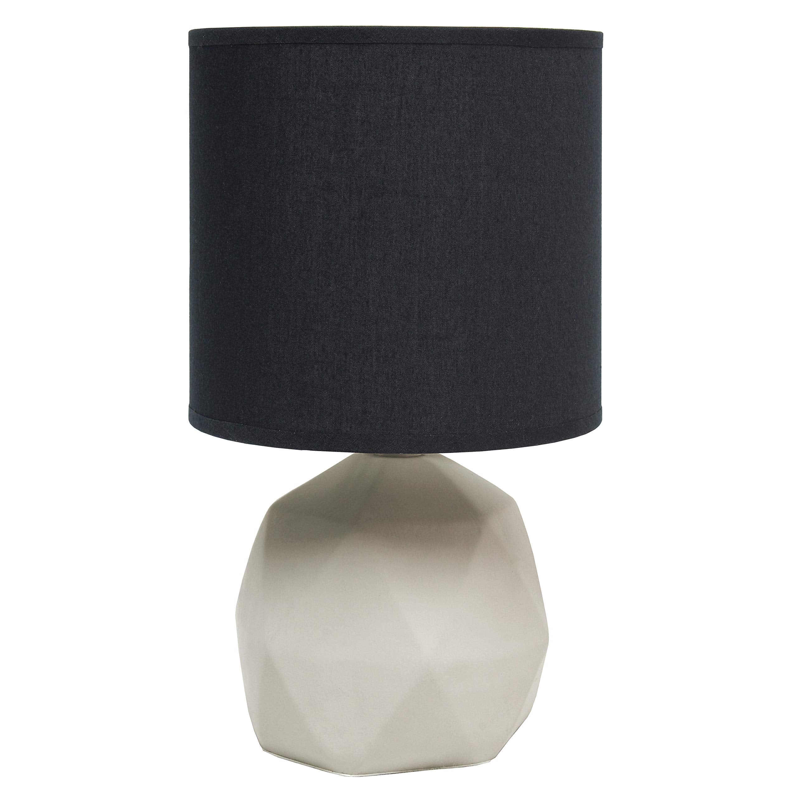 Simple Designs Lt2060-Blk Geometric Concrete Table Lamp, Black