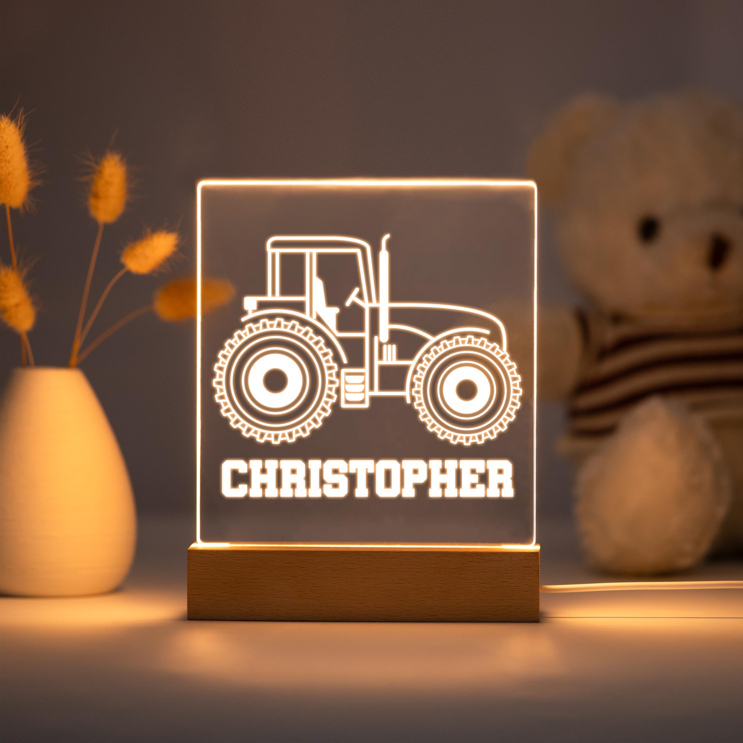 Personalized Night Light For Kids Girls Boys Customized Gifts For Baby Boy Bedroom Decor Tractor