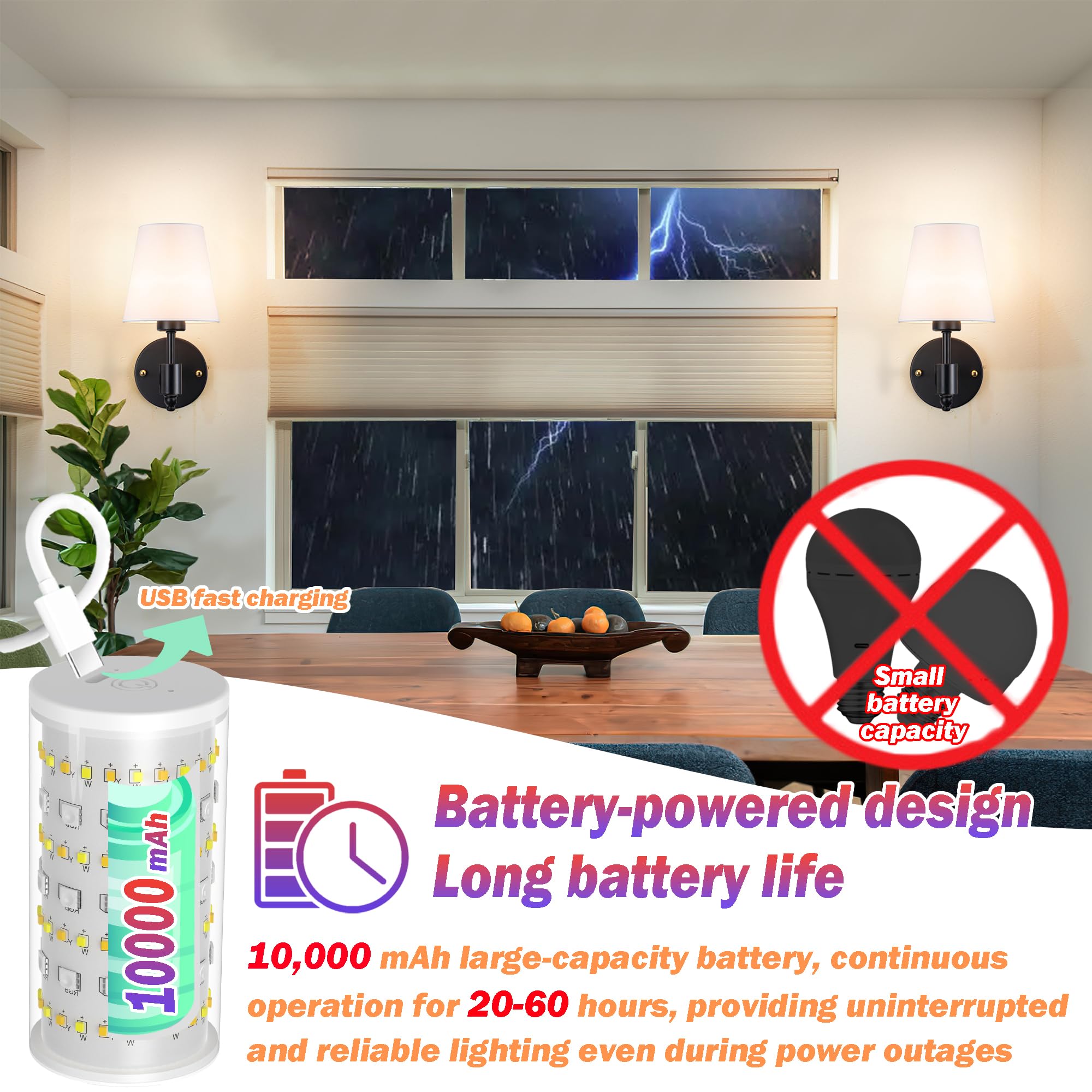 Nekhung Battery Operated Wall Sconces, Wireless RGB Rechargeable Bulb, Remote Control, One Size, Black