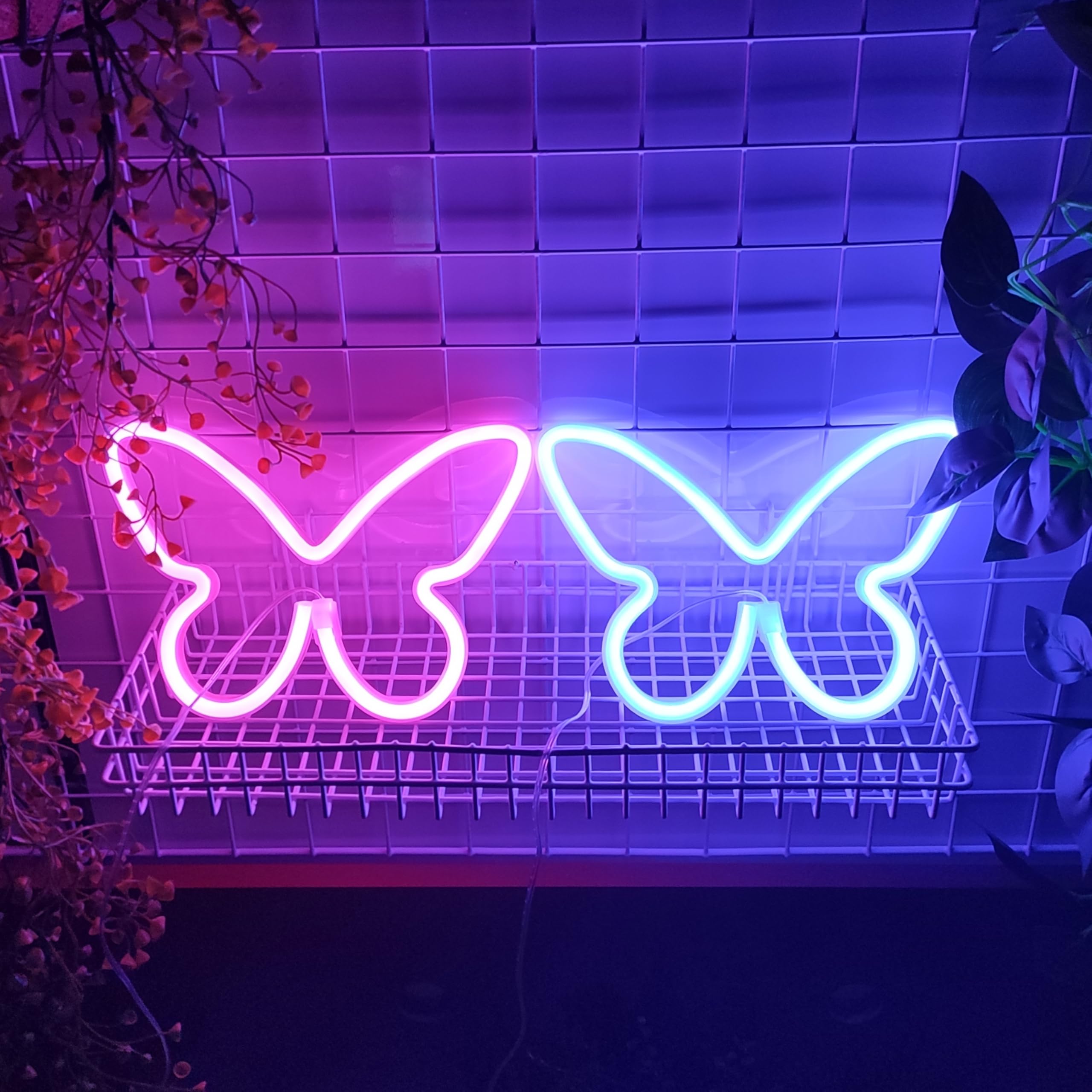 Jywj Butterfly Neon Light Sign - Usb/3-Aa Battery Powered Led Decor, Blue, Model Jy-Bf-Bu01, Perfect For Girls Bedroom & Parties