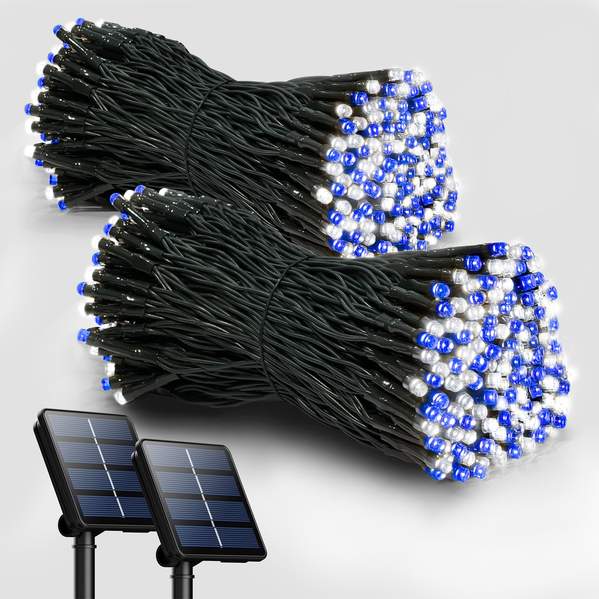 Selarlyt Solar String Lights, 200 LED, 72FT, 8 Lighting Modes, Waterproof, Blue & White, Outdoor Decoration for Garden, Patio, Party