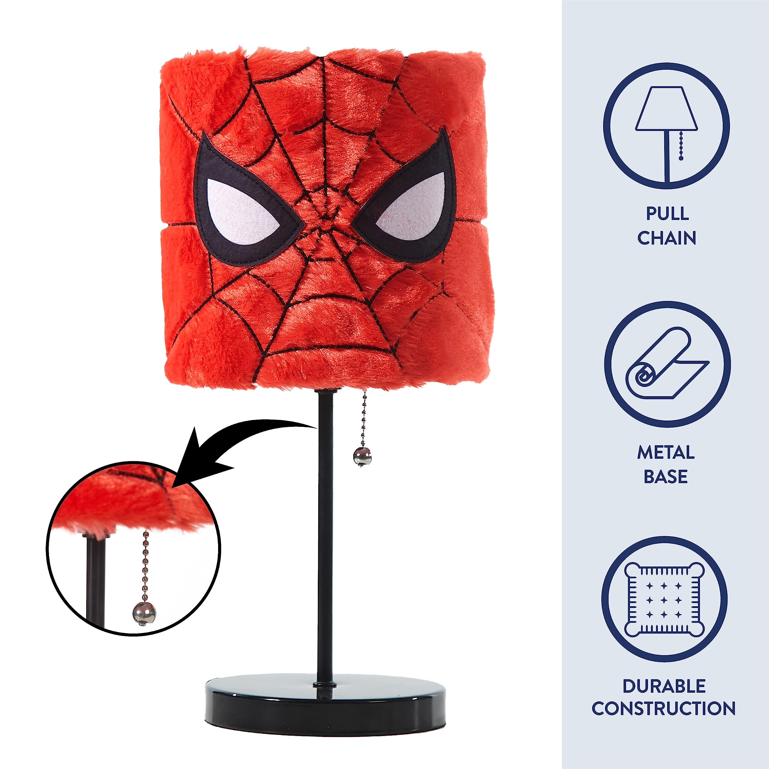 Idea Nuova Spiderman Plush Shade Stick Table Lamp, Red, Metal, Model WN201488