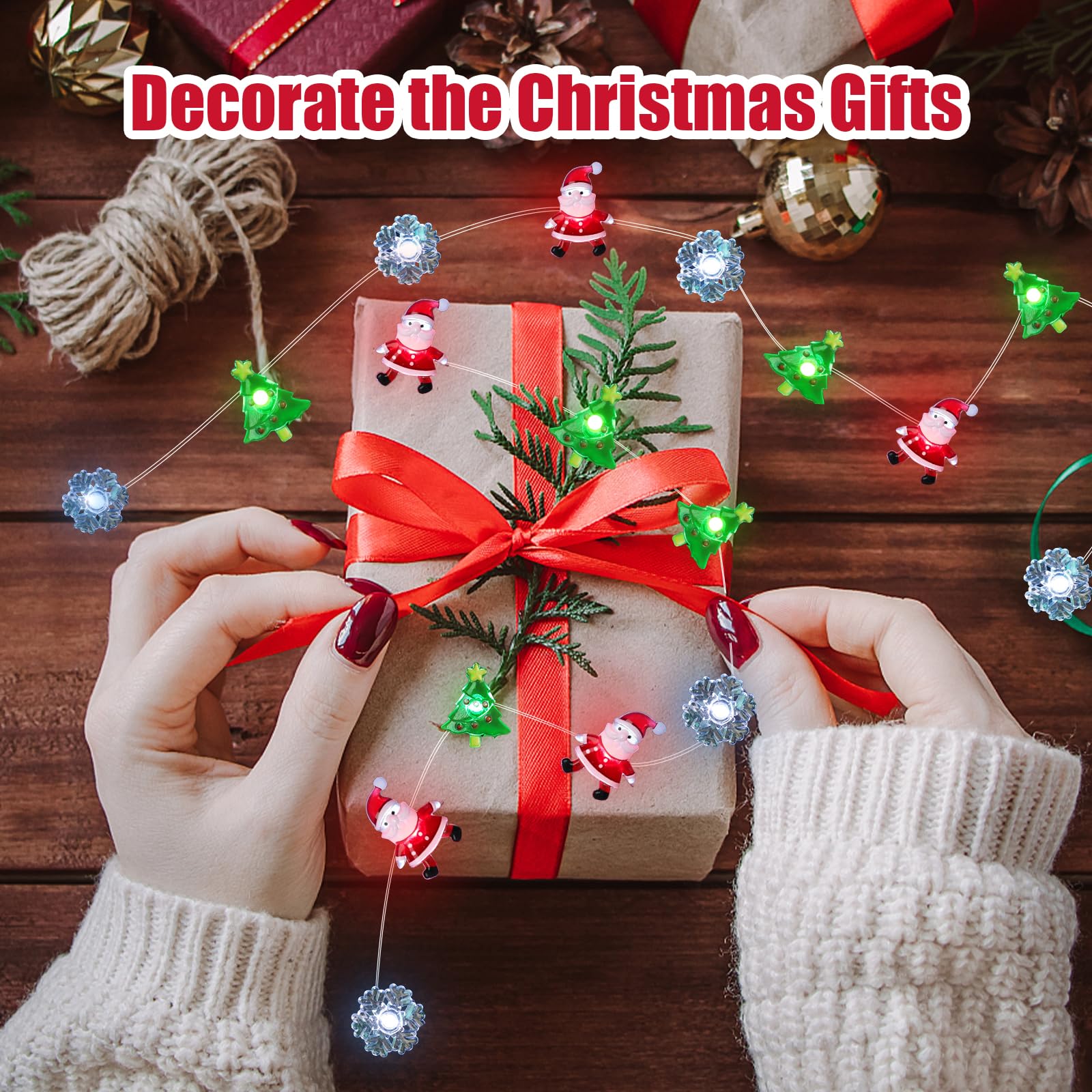 Yoitomehy Christmas Lights Santa Snowflake Christmas Tree String Lights  30 Leds 10Ft Battery Powered  Christmas Decorations Xmas Fairy Lights For Wreath Window Fireplace Tree Poster Board Home Decor