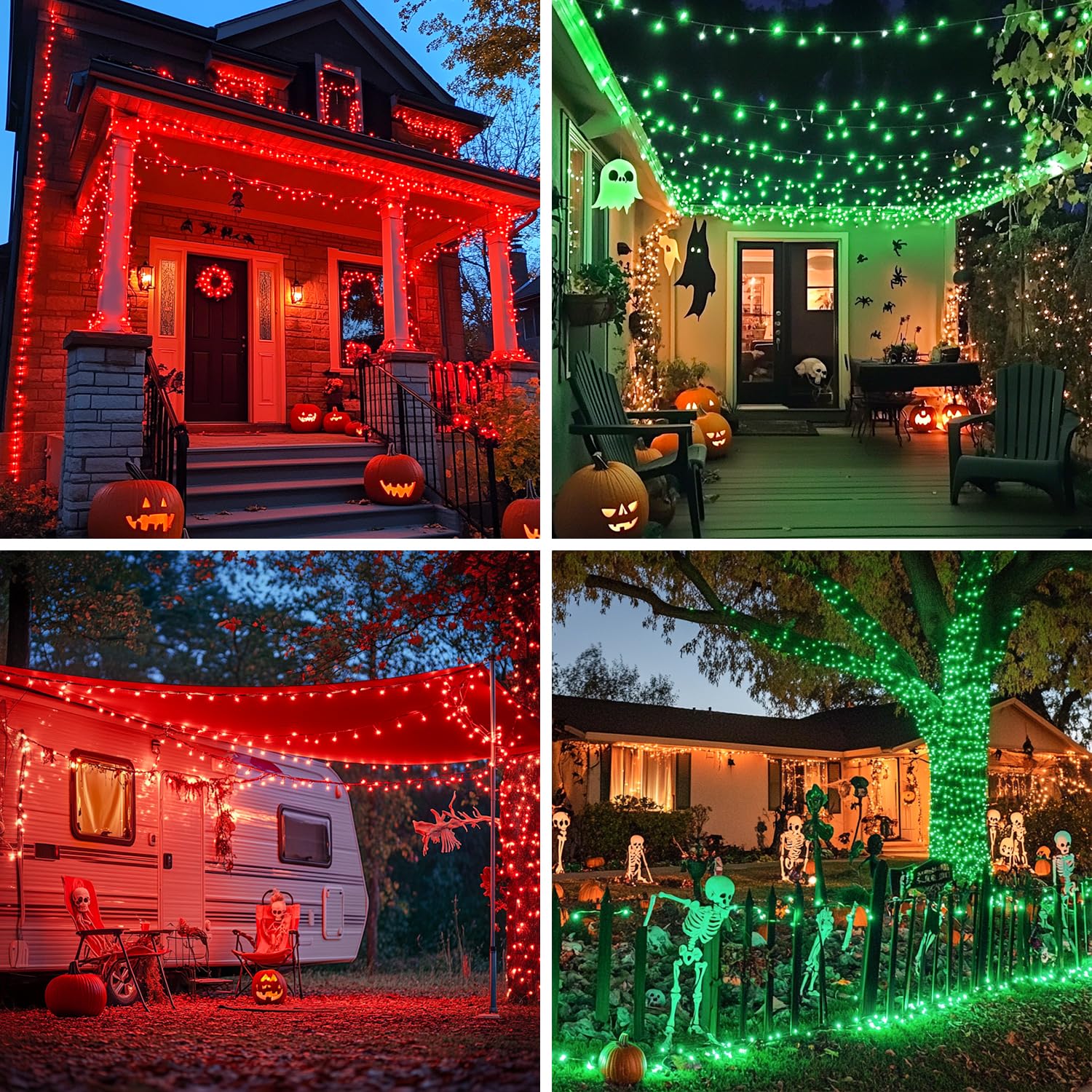 JMEXSUSS Halloween String Lights, 500 LED, 11 Modes, Red & Green, Plug-in, 173ft, for Indoor/Outdoor Party Decor