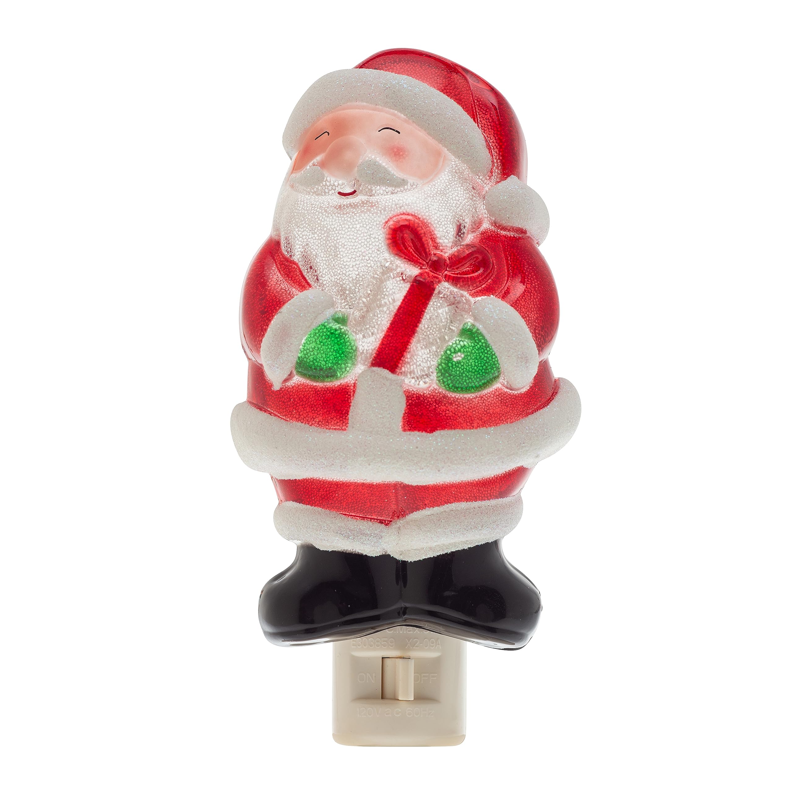 Creative Hobbies Jolly Santa Holiday Decor Night Light - Includes 5W C7 and Rotational Socket with On/Off Switch