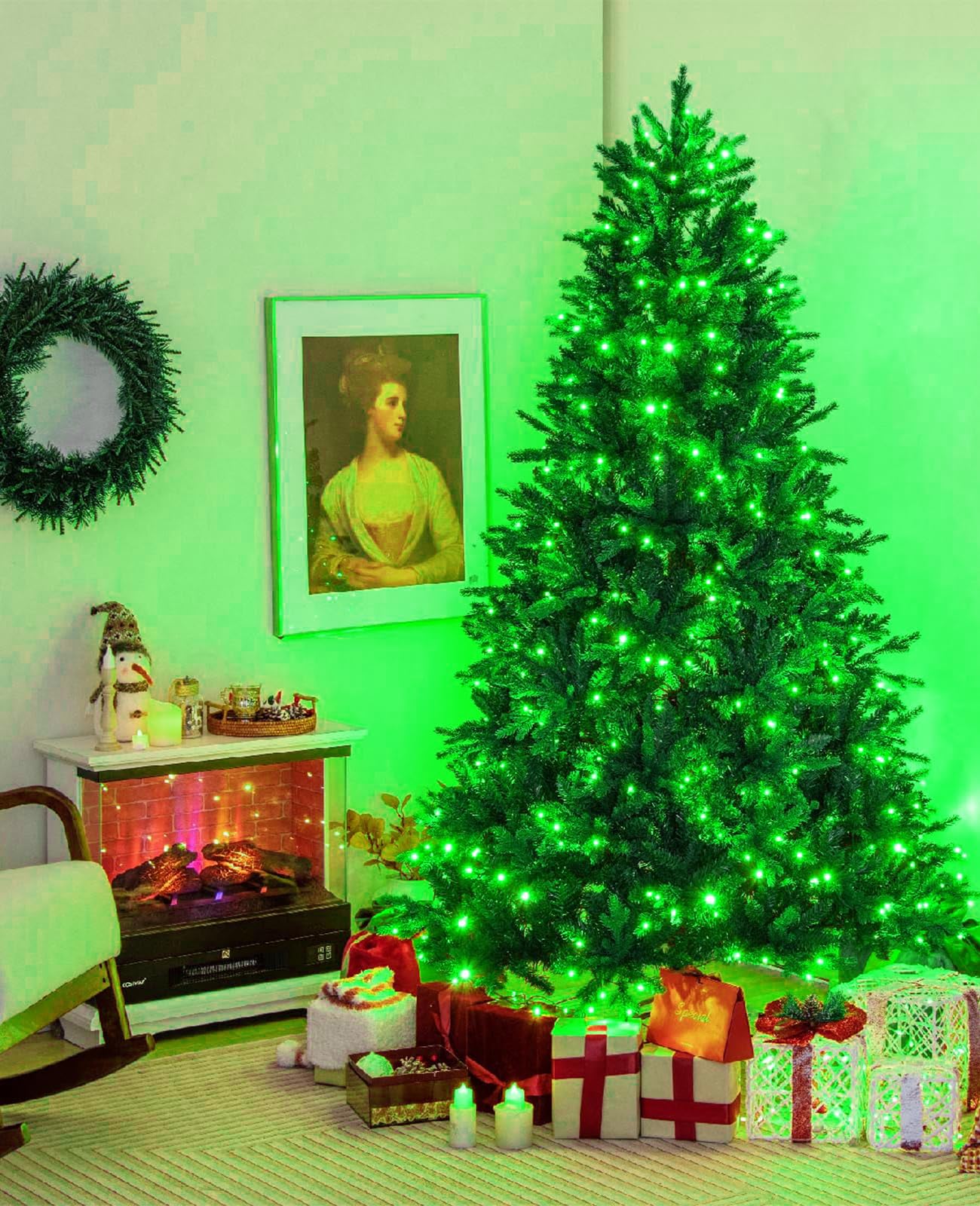 197Ft 600 Led Christmas Lights Outdoor  Plug In Christmas Tree Lights 8 Modes  Waterproof Green Wire String Twinkle Lights For Indoor Bedroom House Patio Garden Party Holiday Decorations  Green