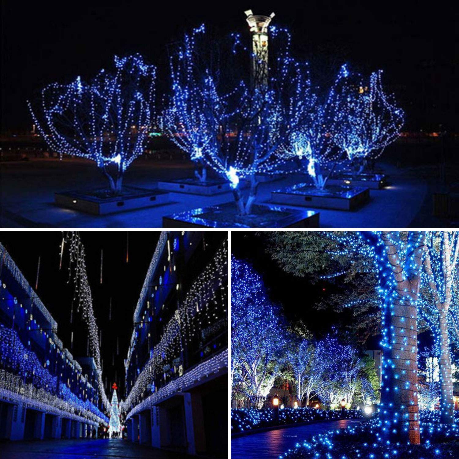 Sprklinlin 2 Pack 100 Led Solar String Lights, Blue Waterproof Fairy Lights For Outdoor Use