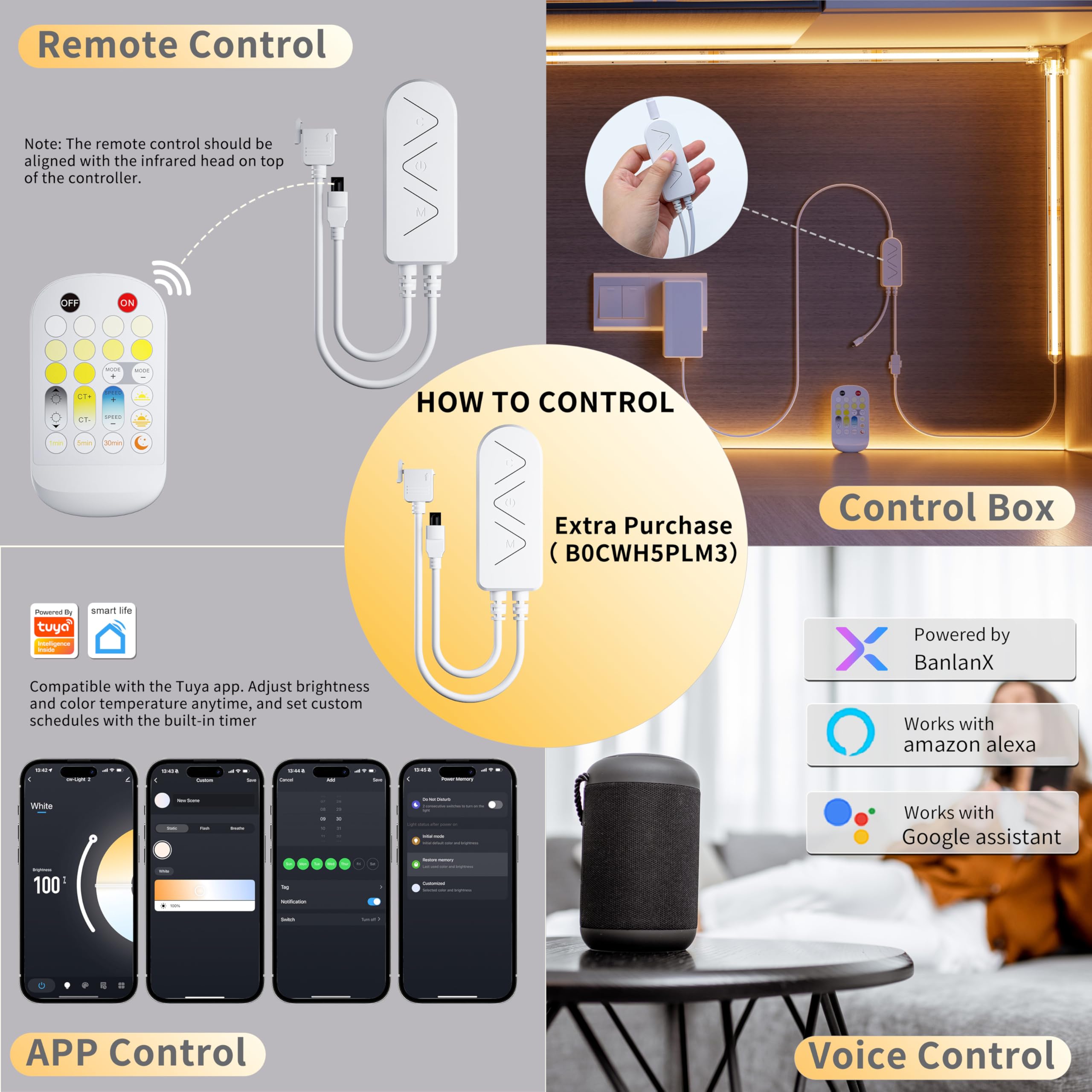 Miwise Cct Cob Led Strip Light Tunable White 20Ft/6.1M Dimmable 2700K-6500K Cri90+ 24V Led Tape Light For Under Cabinet Bedroom Kitchen Diy Lighting(Power Supply & Controller Not Included)