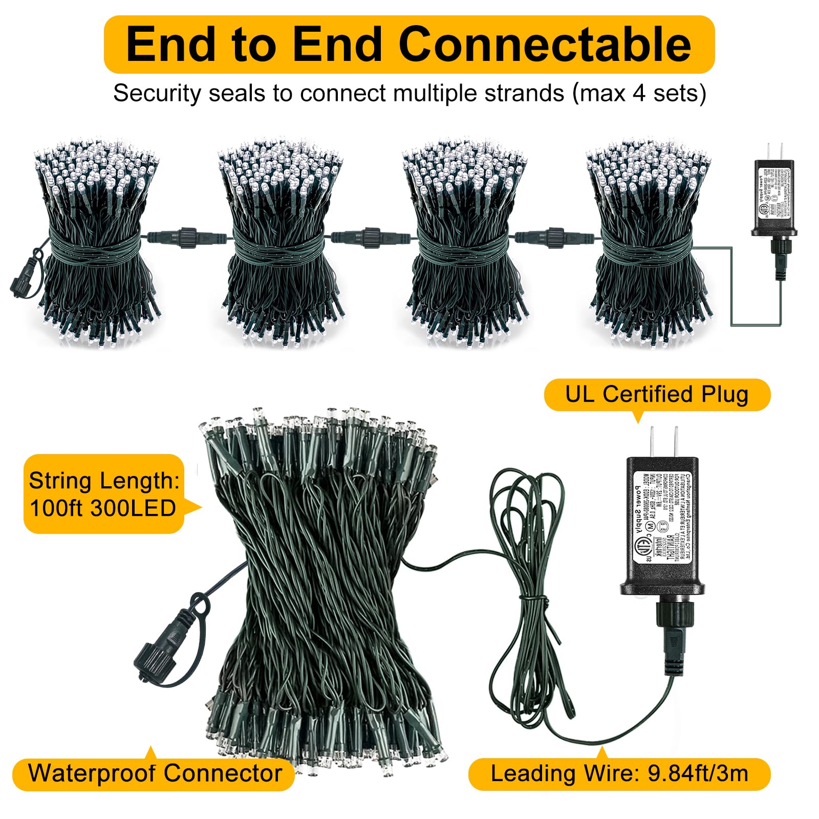 Christmas Lights Outdoor, 66Ft 200 Led Christmas Tree Lights With 8 Modes Waterproof, Green Wire Plug In String Lights For Indoo