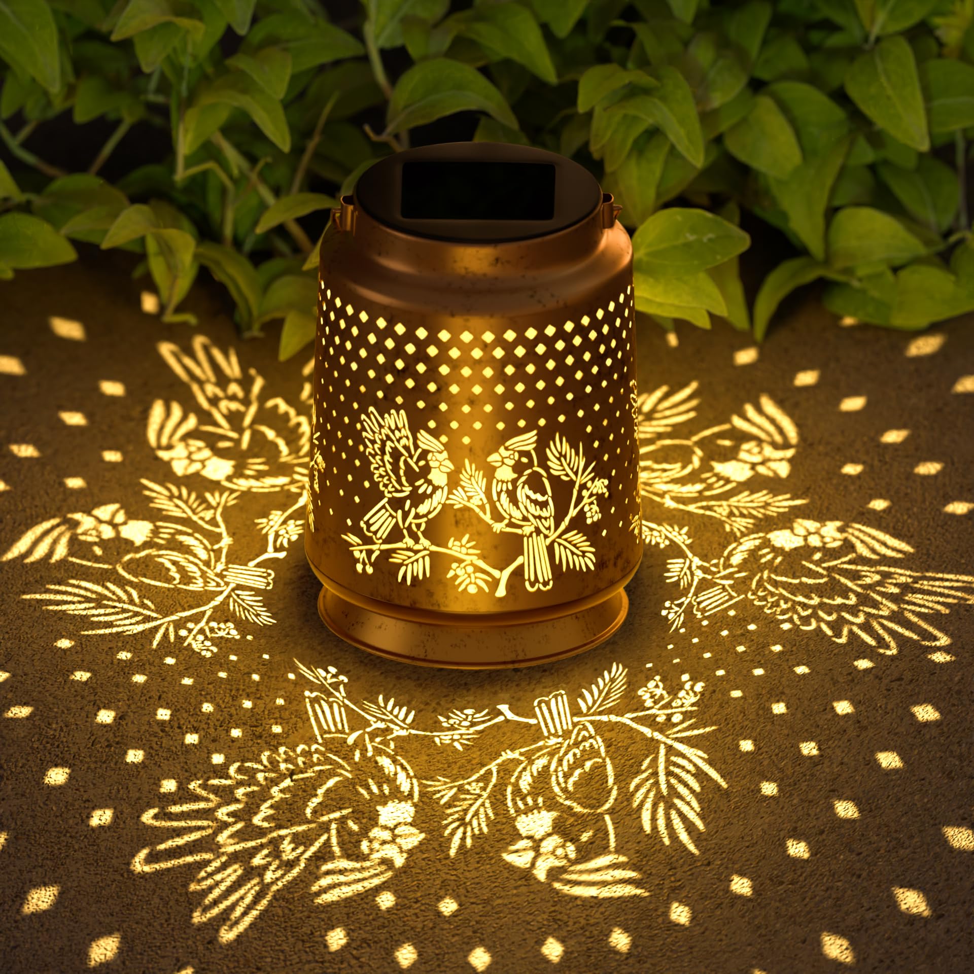 Cardinal Solar Lantern for Garden Outdoor Decor - Hanging Metal Light Decoration for Patio  Yard  Lawn  Pathway  Backyard - Birthday Gift for Mom  Women  Grandma