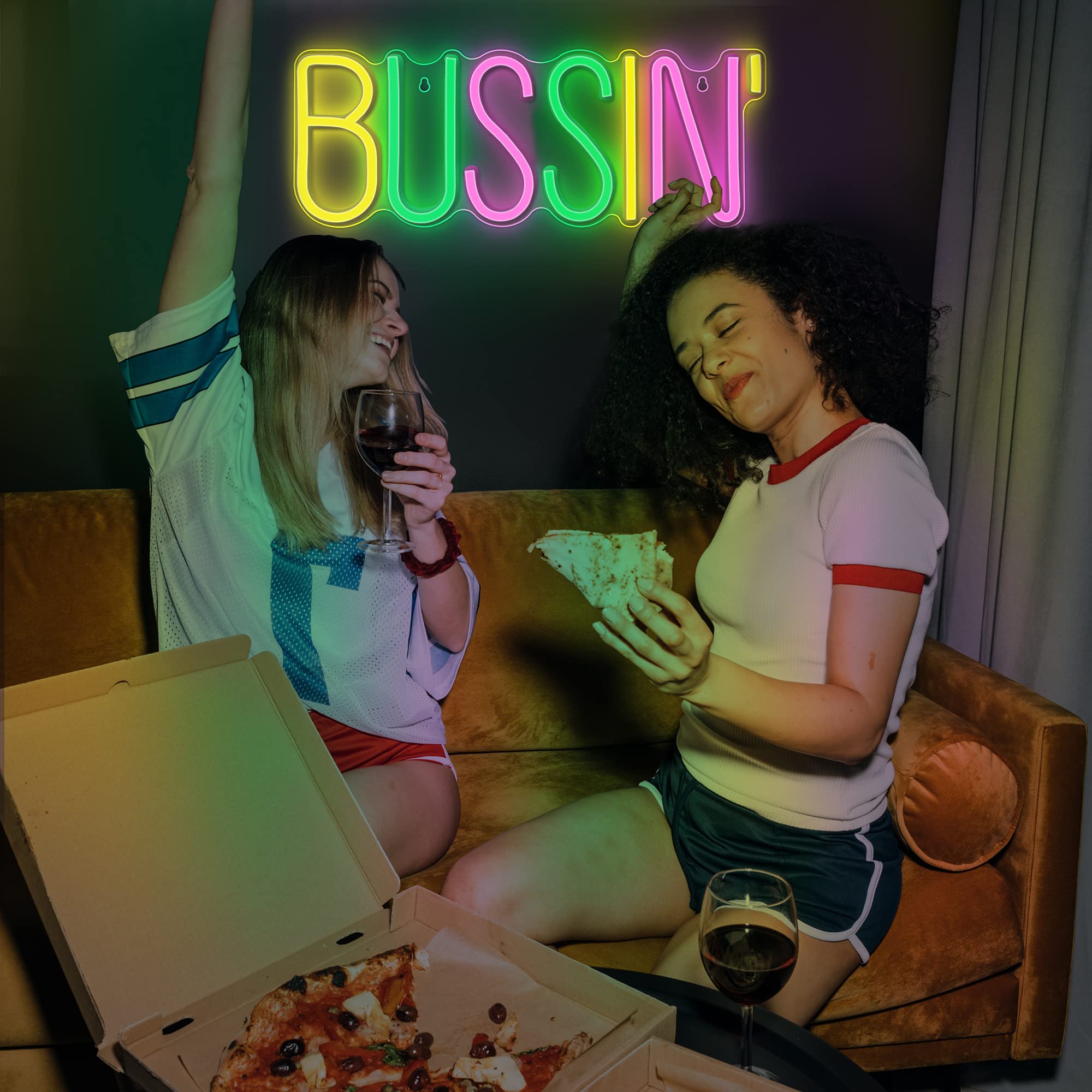 Lumoonosity Bussin Neon Sign - Led Light For Gamers/Streamers, 16.9X6.5 Inch, Acrylic, Bussin Mix, Model Ns-Bussin Mix
