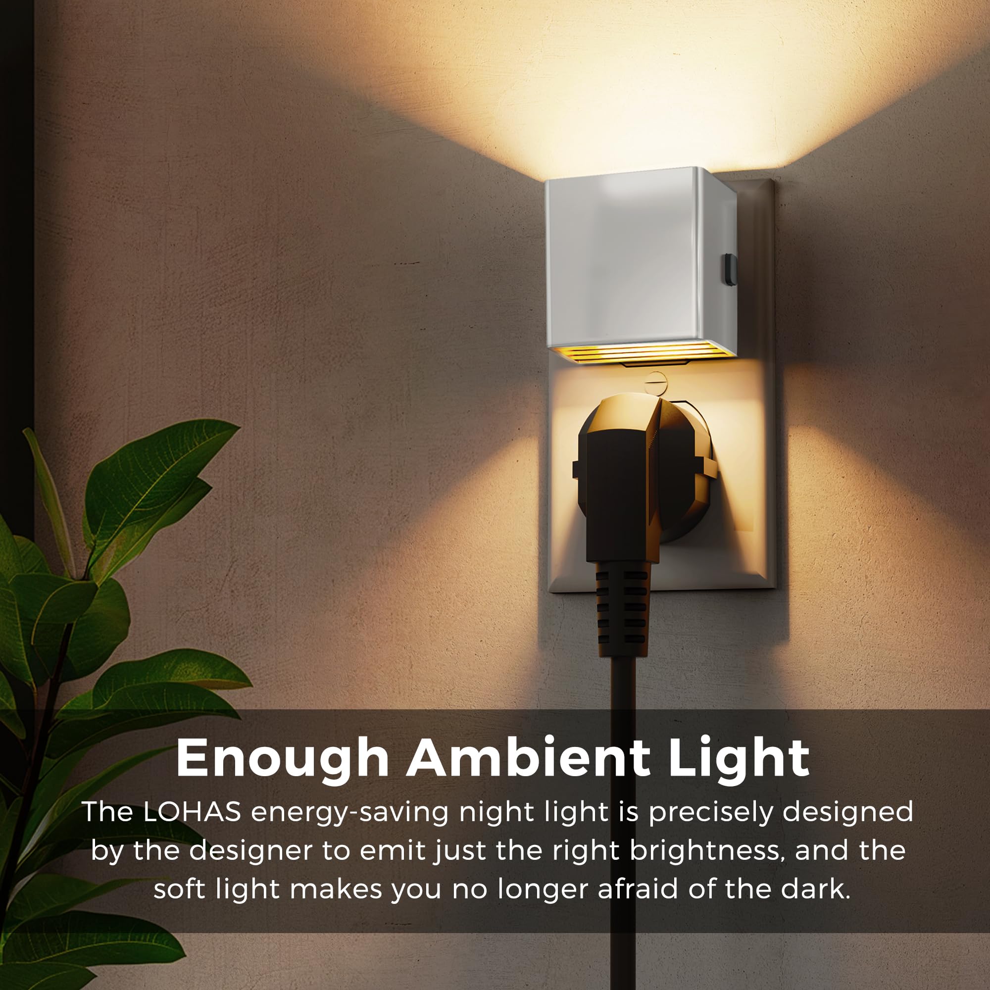 L Lohas Led Night Light,Night Lights Plug Into Wall,[2-Pack] Dimmable Night Light With Light Sensor,3000K Warm White,Silver Nigh