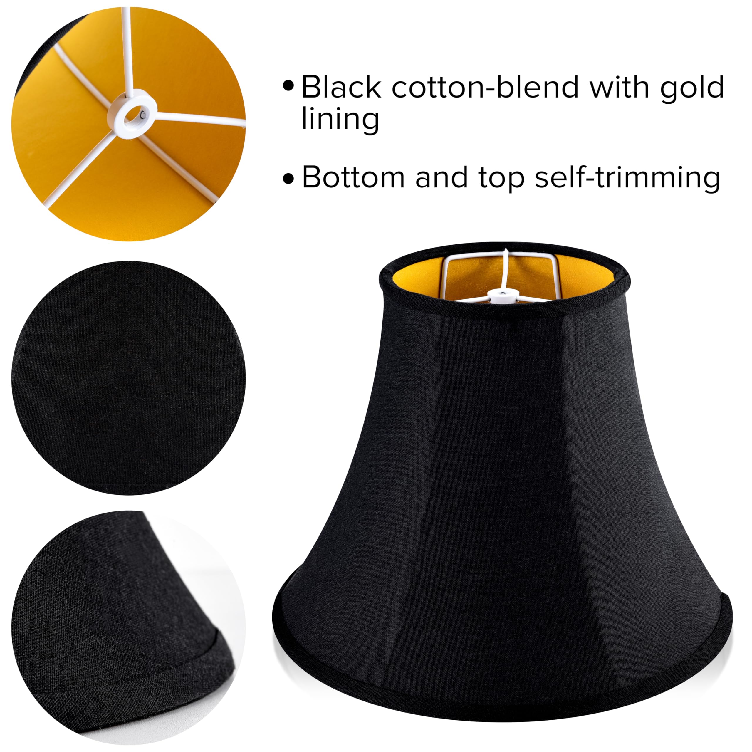 Jerhous Black Bell Lamp Shades Set Of 2 Medium Lampshade 6.7Top X 13Bottom X 10High(Spider) Traditional Lamp Shades For Ta