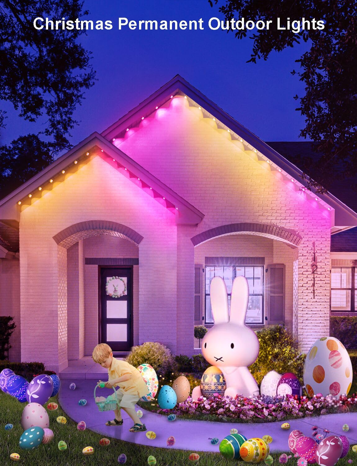 CCILAND 100ft RGB Smart Outdoor Lights, IP67 Waterproof, 60 LED, Model HCP045, Control via App/Remote, 209 Scene Modes