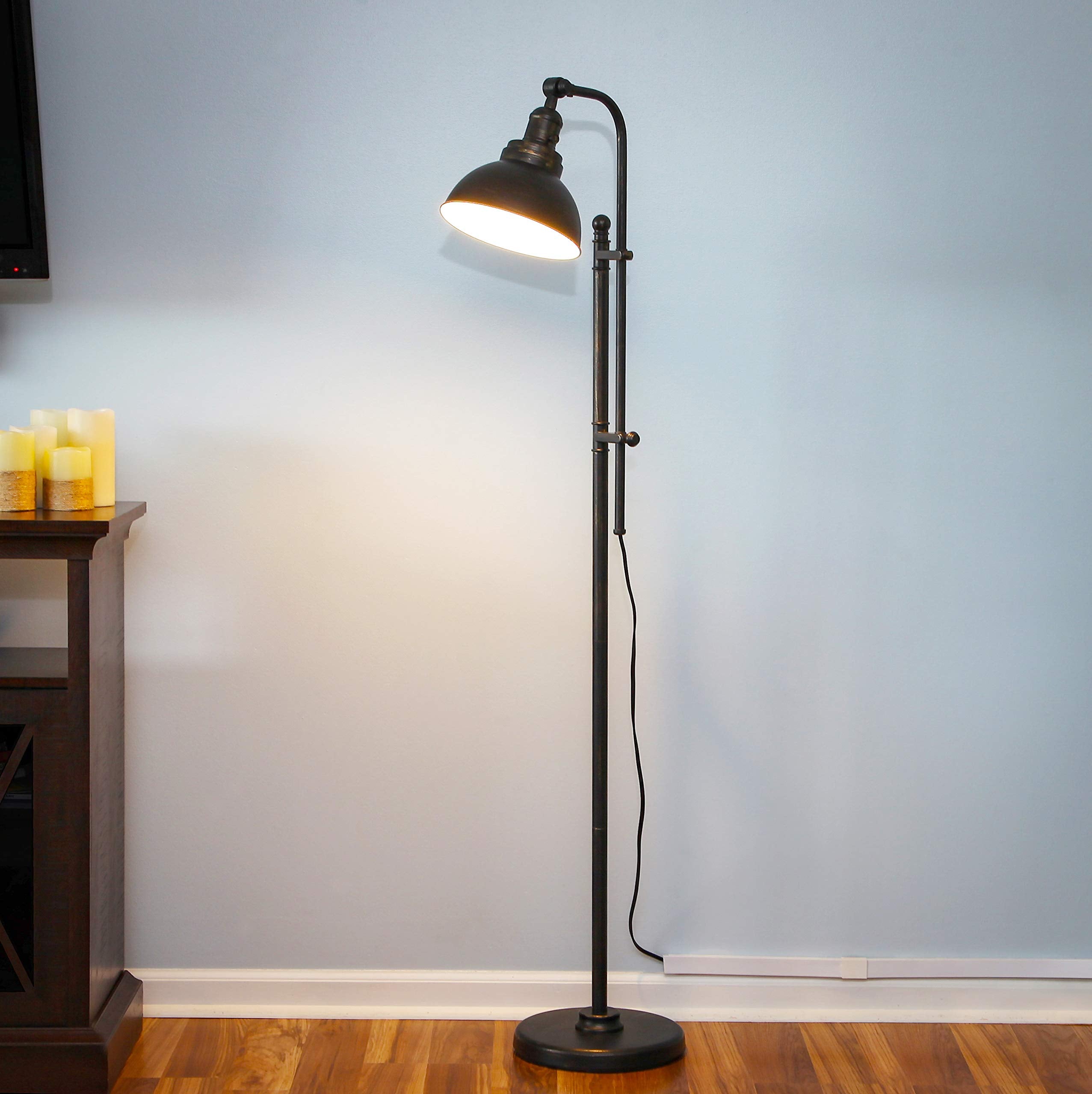Brightech Dylan Industrial Floor Lamp - Adjustable LED Metal Lamp in Bronze for Living Rooms & Offices, Model 850012486244
